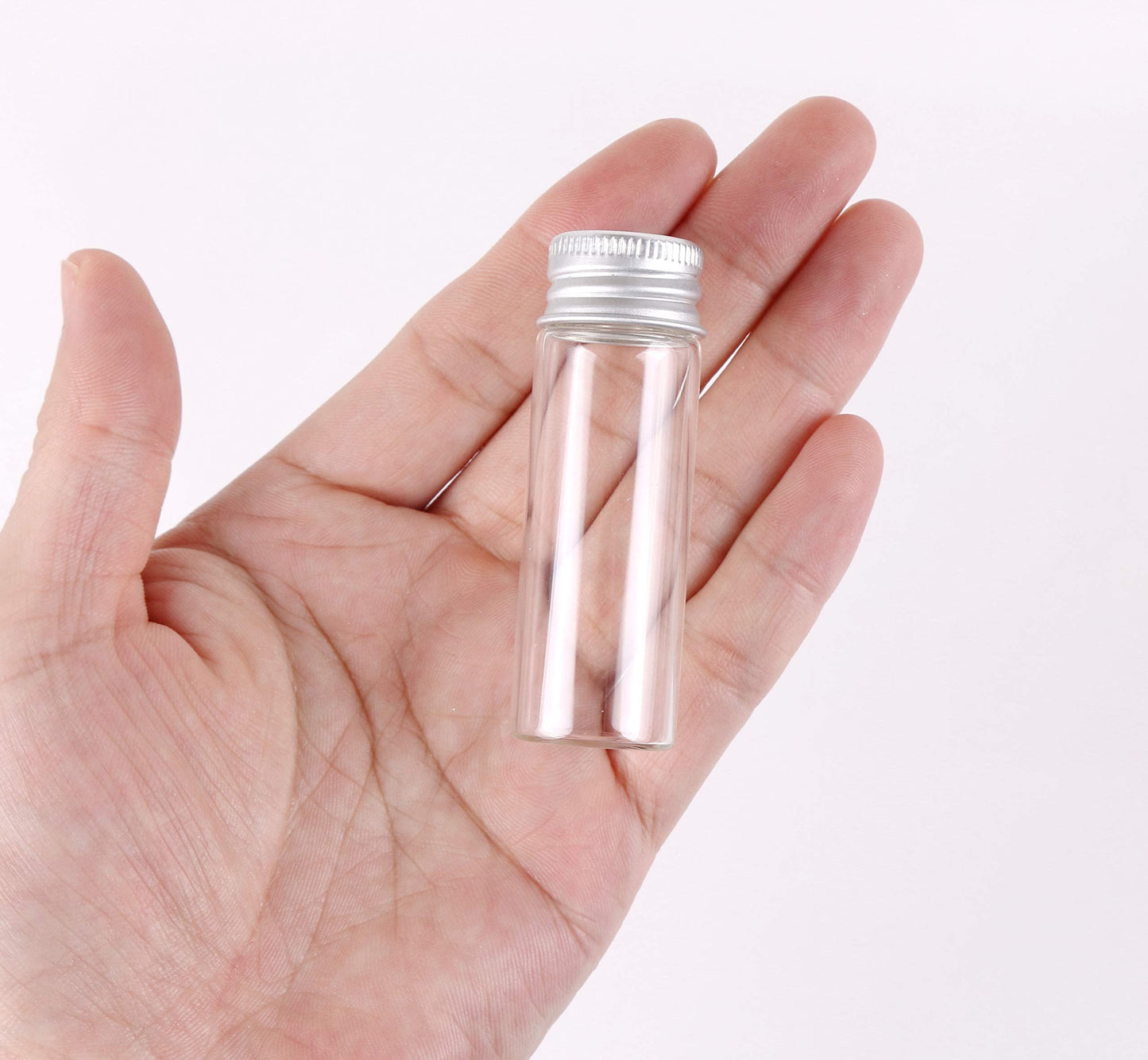 MaxMau 100 Tiny Glass Bottles Clear Small Vials 15 Milliliter Empty Mini Jars with Aluminum Screw Top Lids Sample Message Bottle Wedding Favors Decorations DIY Jewelry Accessories Liquid Hold Storage