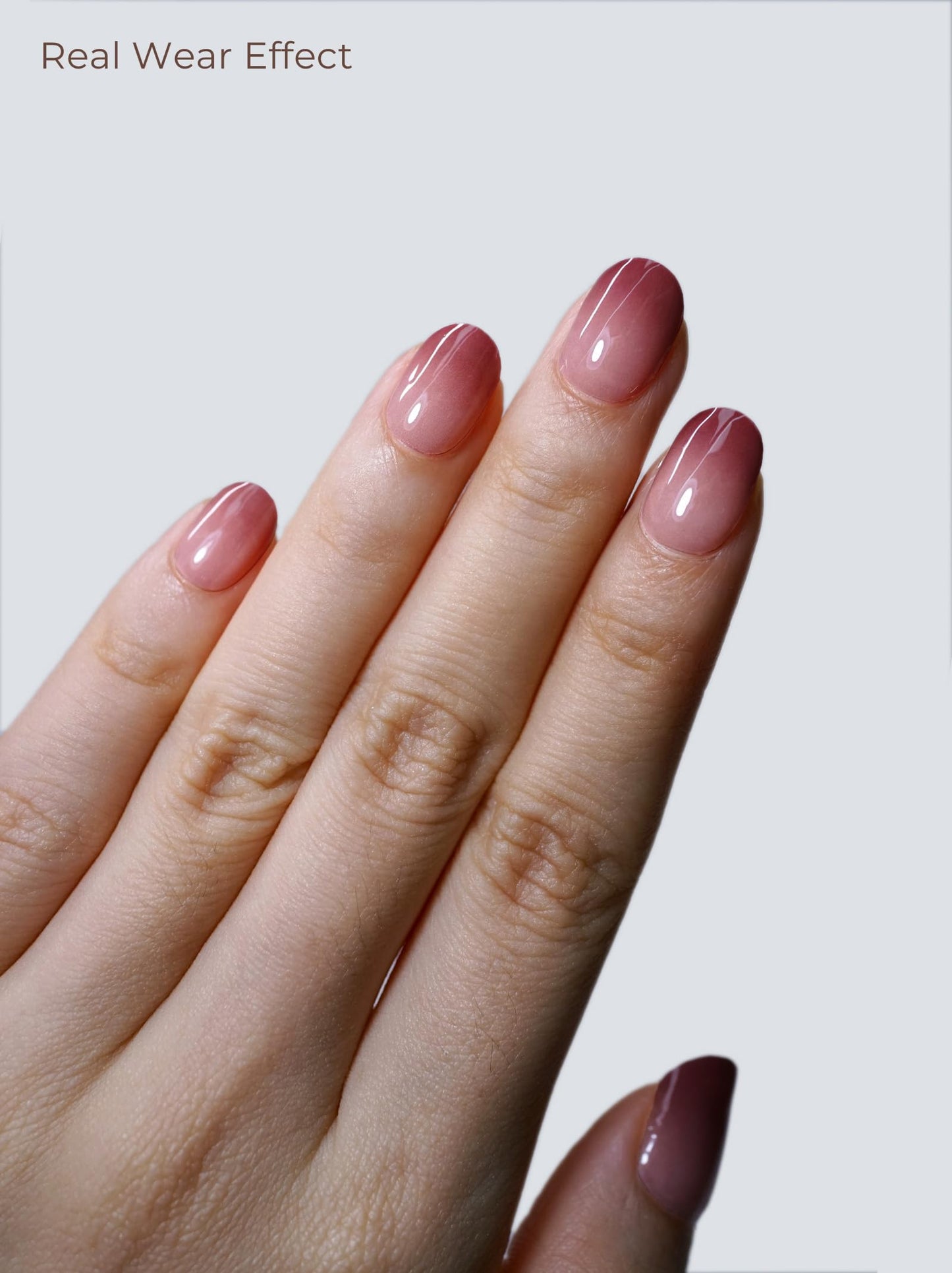 Beaolata Real Gel Nail Strips (No UV Light Needed) - 44Pcs Salon Quality Nail Stickers - Long Lasting Polish Wraps for Women, Easy Apply & Remove (Deep Red Ombre)