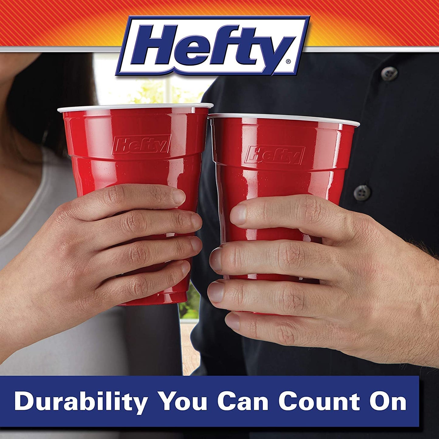 Hefty Easy Grip Disposable Plastic Cold Cups, Red, 18 Ounce (50 Count (Pack of 3))