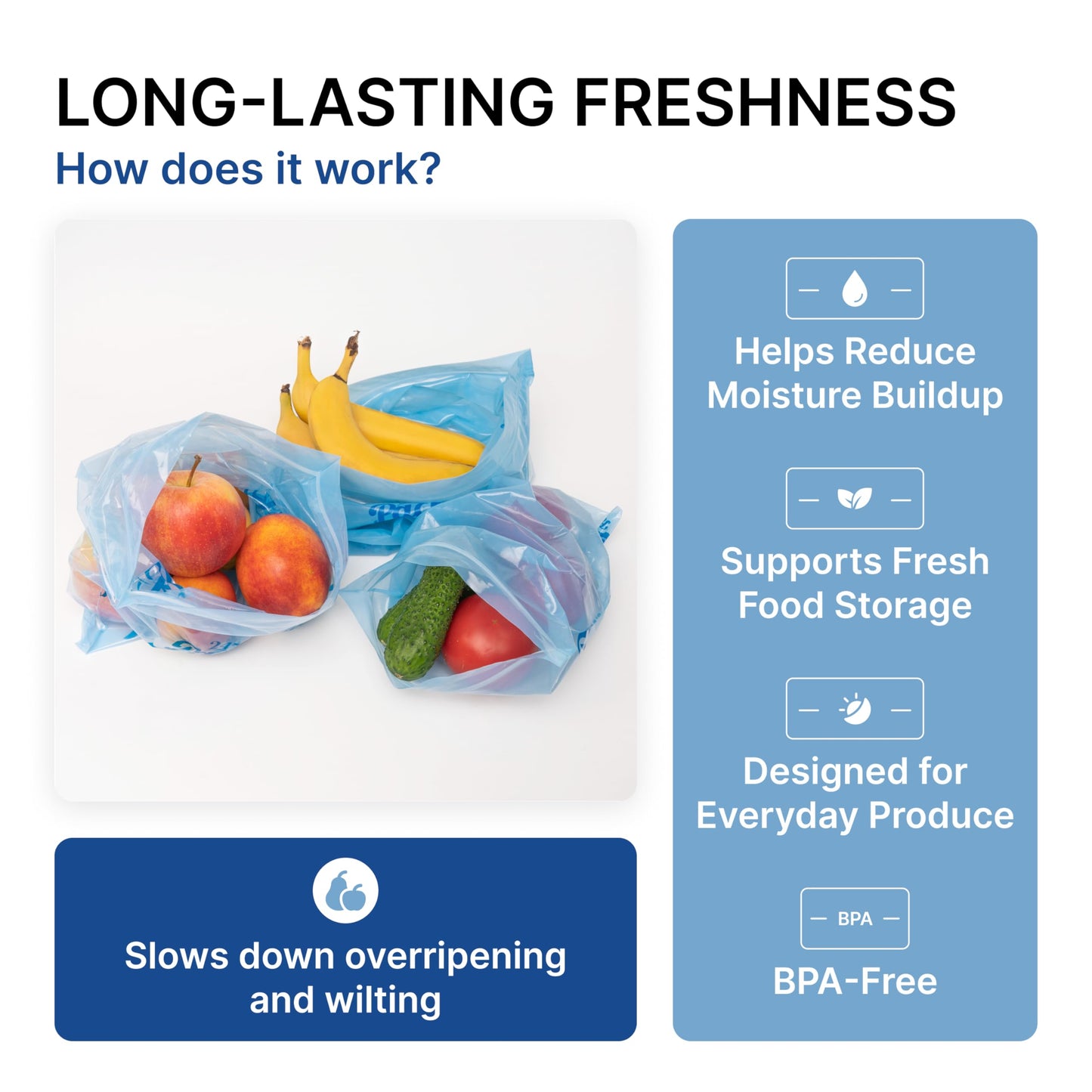 Freshpack 247 Produce Storage Bags Size L 12 x 14 Inches 1.5 Gallon 20 Pack Reusable Food Storage Bags With Zipper For Fruits Vegetables Meal Prep Lunch Pantry Use