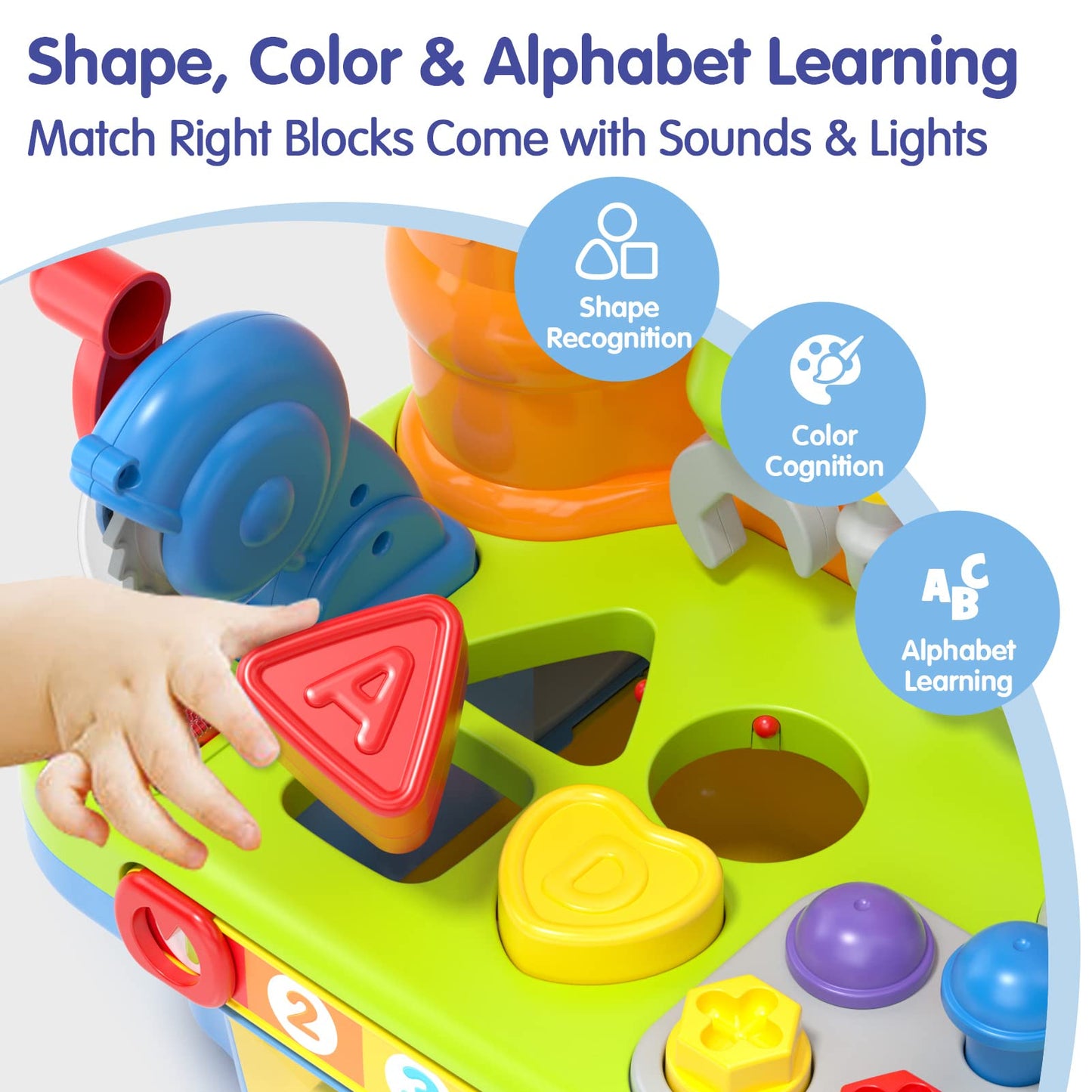 SunnyPal Toys for 1 Year Old Boy Birthday Gift, 9 in 1 Multifunction Music Workbench Learning Toy for Toddlers 1-3, Baby Toys 12-18 Months with Early Educational Sound Shape, Easter Basket Stuffers