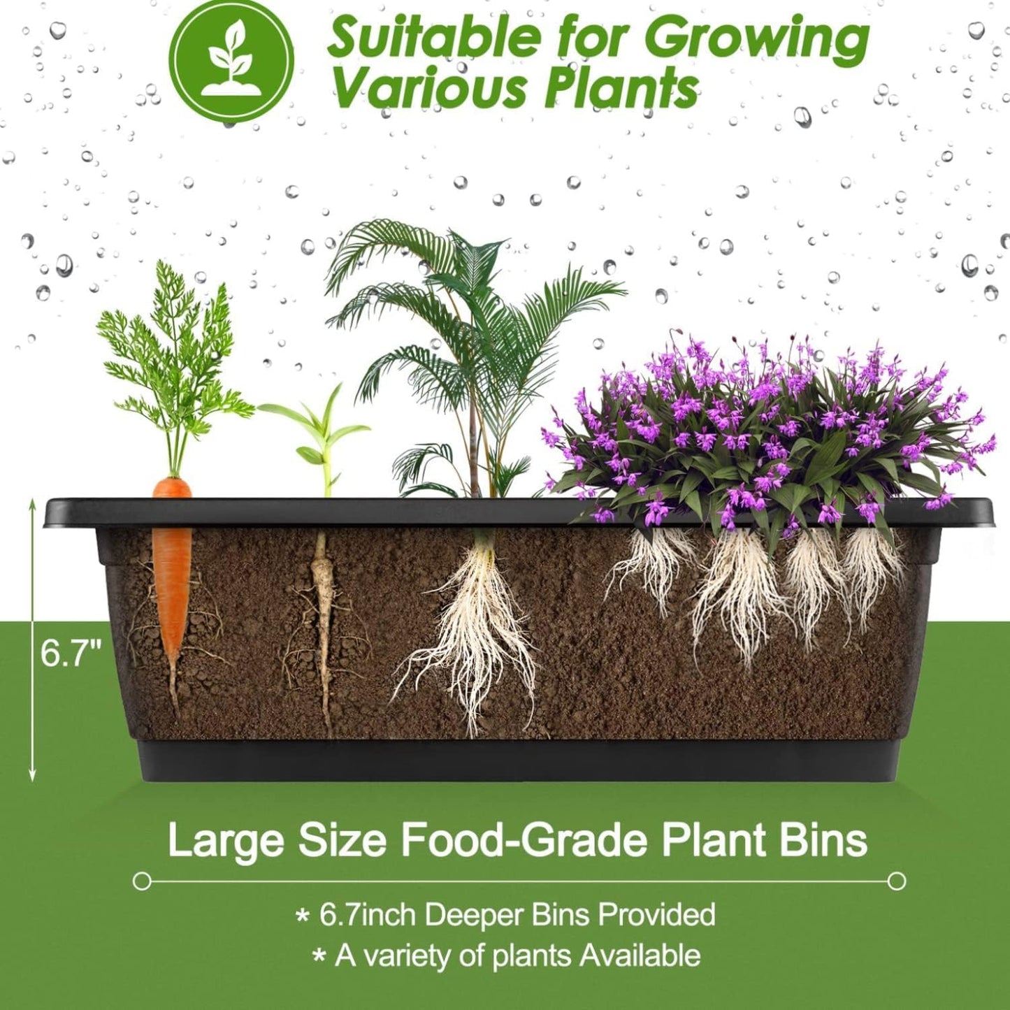 SEJOV 2 Pack Vertical Raised Garden Bed, 5-Tier Vertical Garden Planter with Drainage System, Larger Elevated Planter Box for Herbs Vegetables Flowers Indoor Outdoor (Black with Lockable Wheels
