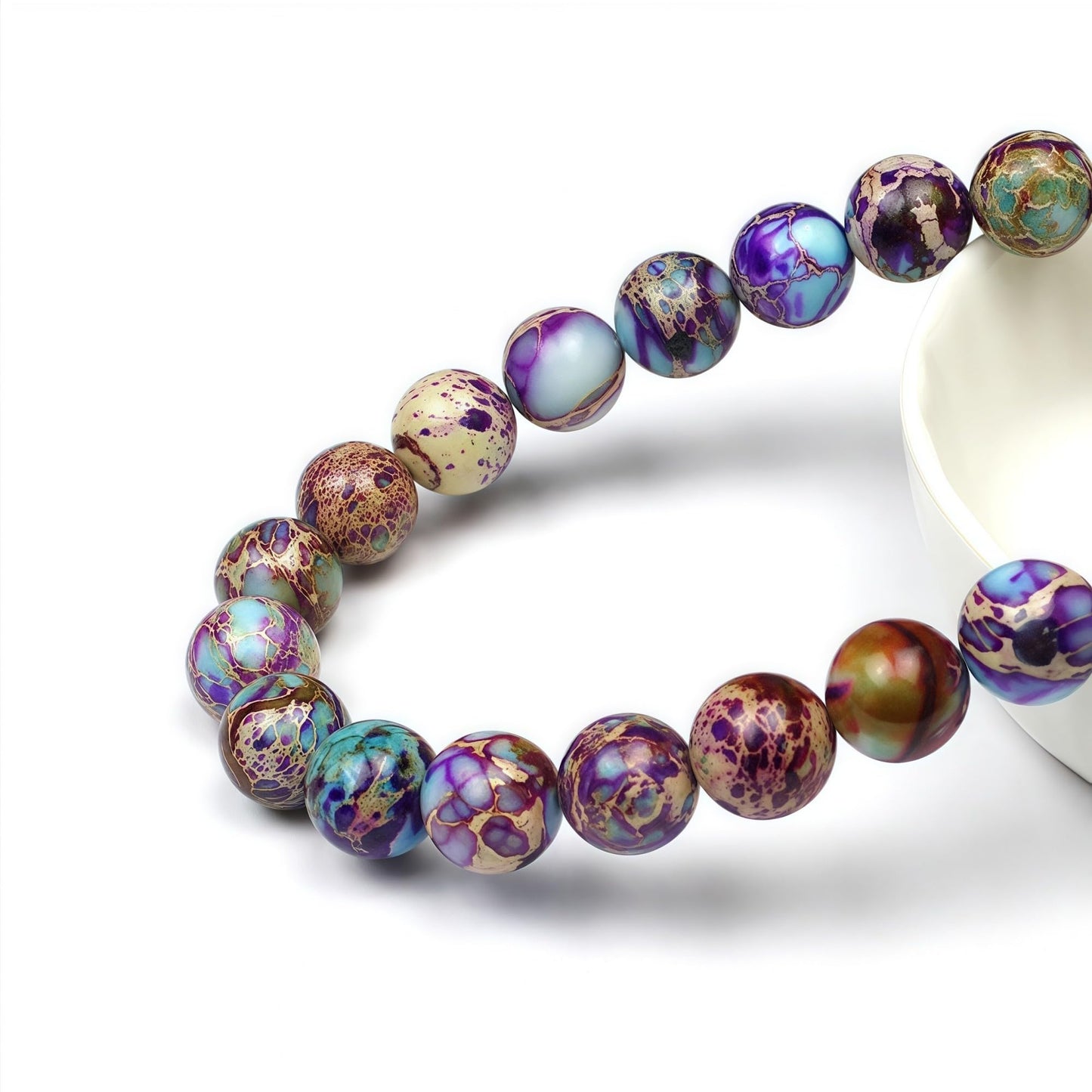 MJDCB 4mm Purple Blue Imperial Jasper Gemstone Beads Round Loose Stone Bead for Jewelry Making Bracelets Necklaces