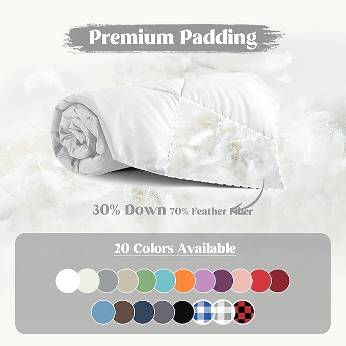 puredown® Soft Feather Down Throw Blanket Lightweight Packable Couch Throw for Indoor and Outdoor Use, 50"X70", Pure White