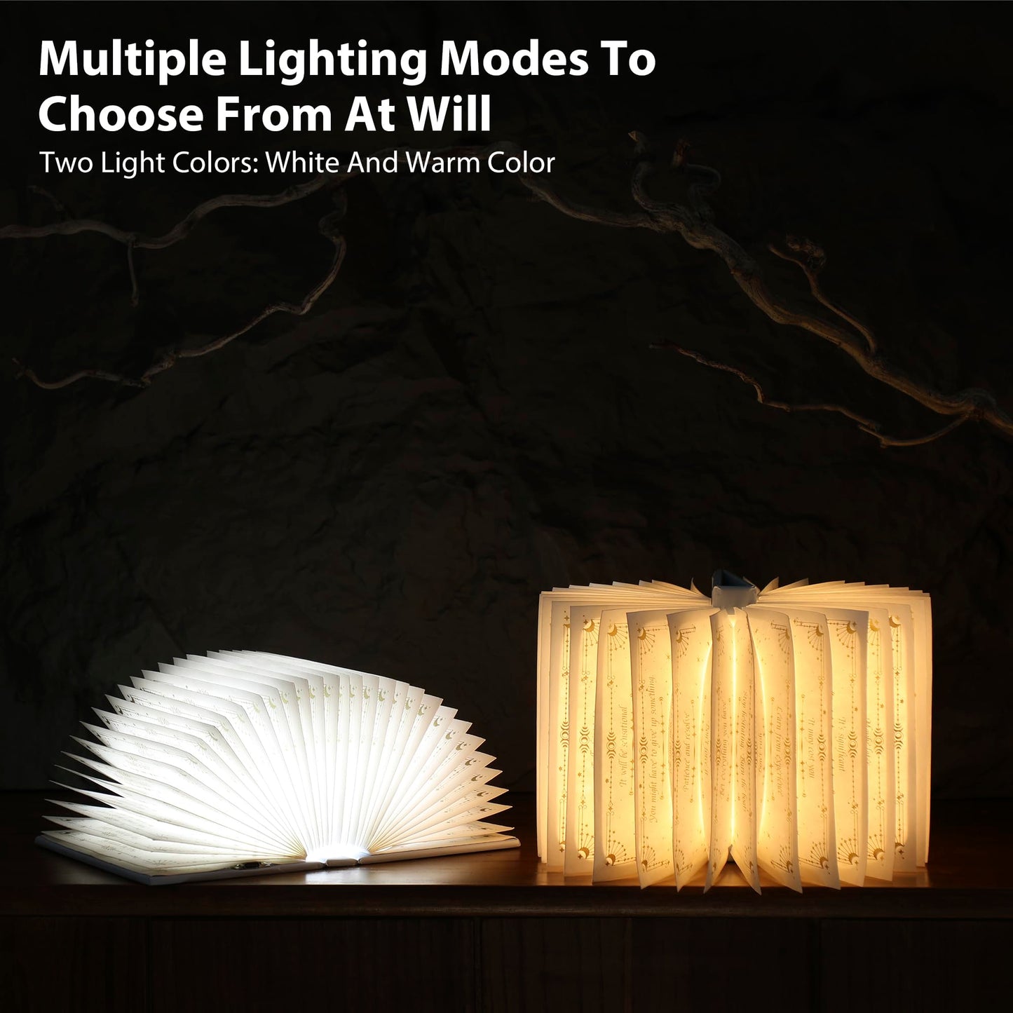 ZBOLE Magic Truth Book Light - Rechargeable LED Book Lamp for Home Decor, Ideal Christmas & Bookworm Gifts with Gold Foil Embossed Cover, Warm White Light for Entertainment & Relaxation (Blue)