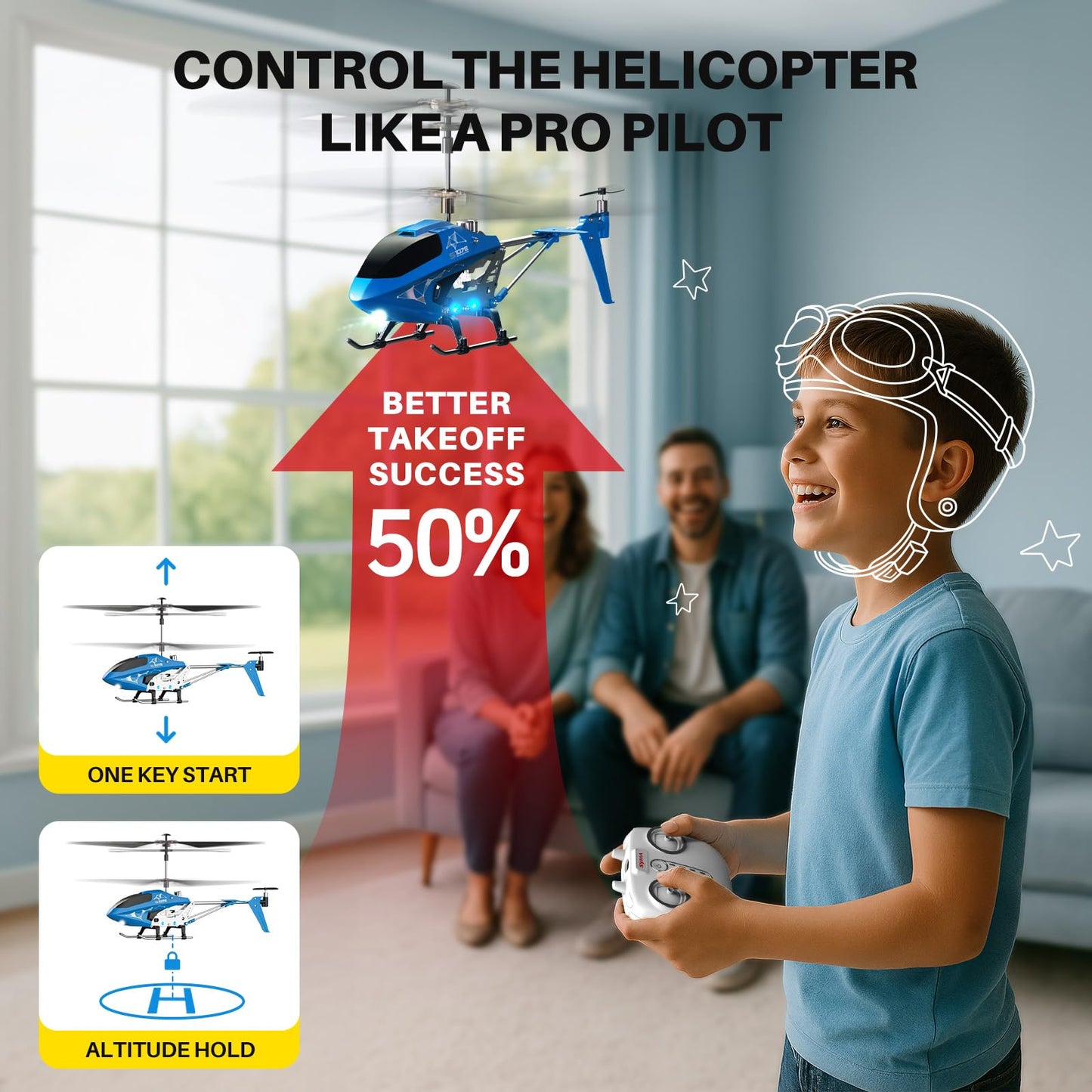 SYMA Remote Control Helicopter, S107H-E RC Helicopter with One Key take Off/Landing, High & Low Speed and Durable Alloy Design, Gift Toy for Kids and Beginners