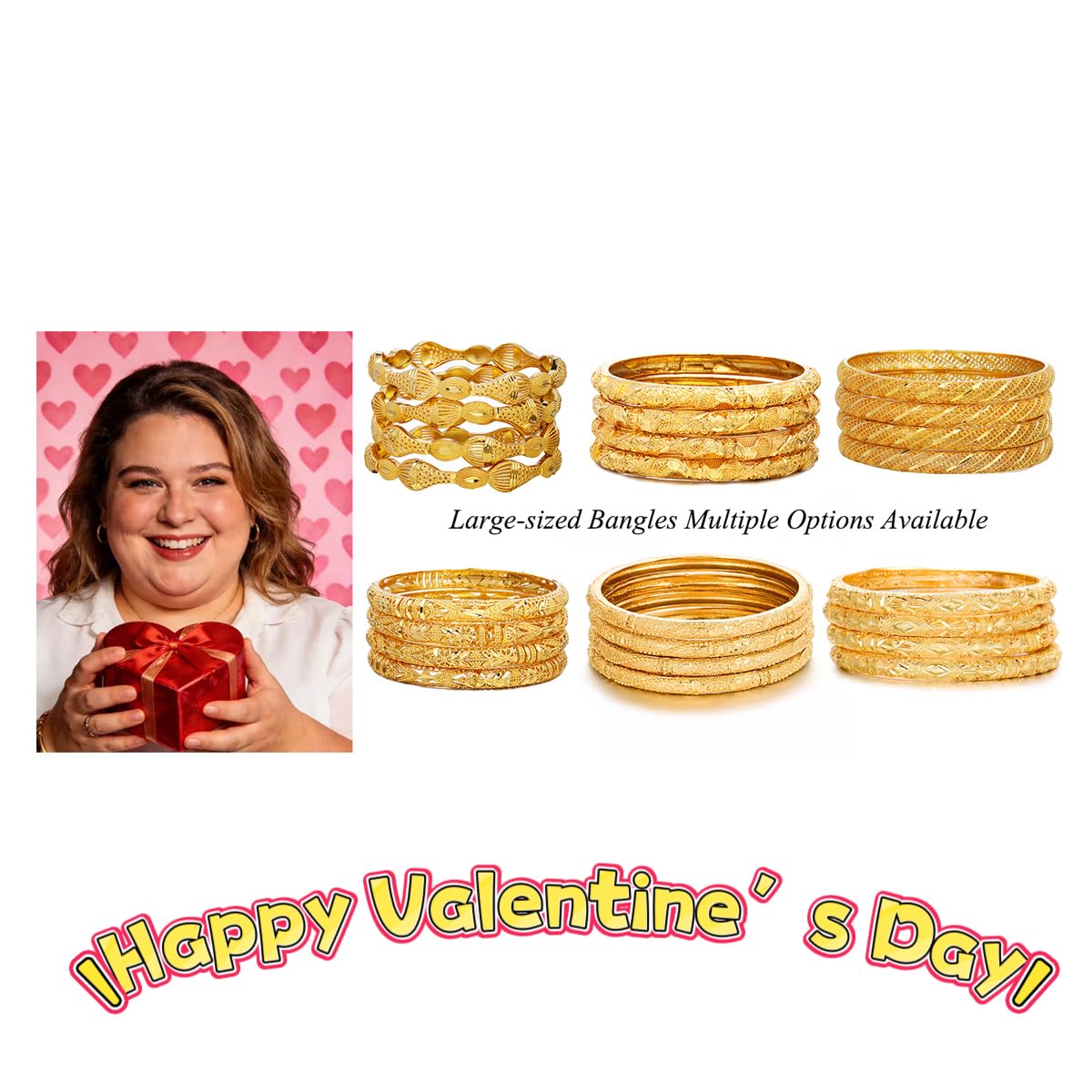 Ethlyn Large Sized Wrist Women Bracelets 2.7inch 18K Gold Plated Fixed Big Size Wrist Bangles Sets (4pcs /lot) (MY2357)