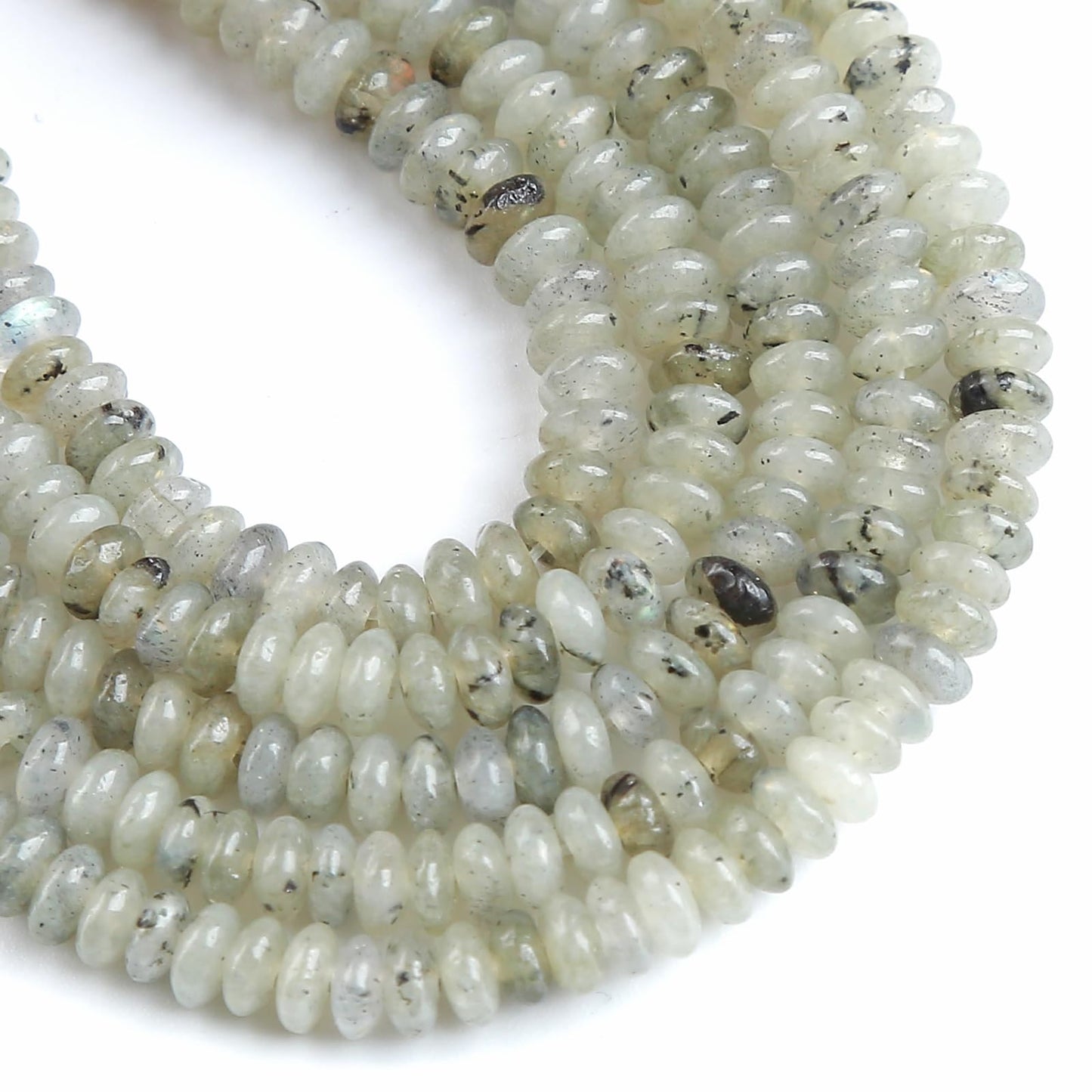 150PCS 2x4mm Natural Gray Labradorite Rondelle Beads Abacus Disk Stone Beads Round Loose Spacer Gemstone Beads for DIY Bracelet Necklace Jewelry Making