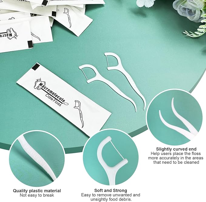 500 pcs Dental Flossers Each Individually Wrapped, Floss Singles Bag, Travel Hotel Restaurant Office Car Dental Floss Picks Oral Care Teeth Clean Flat Wire