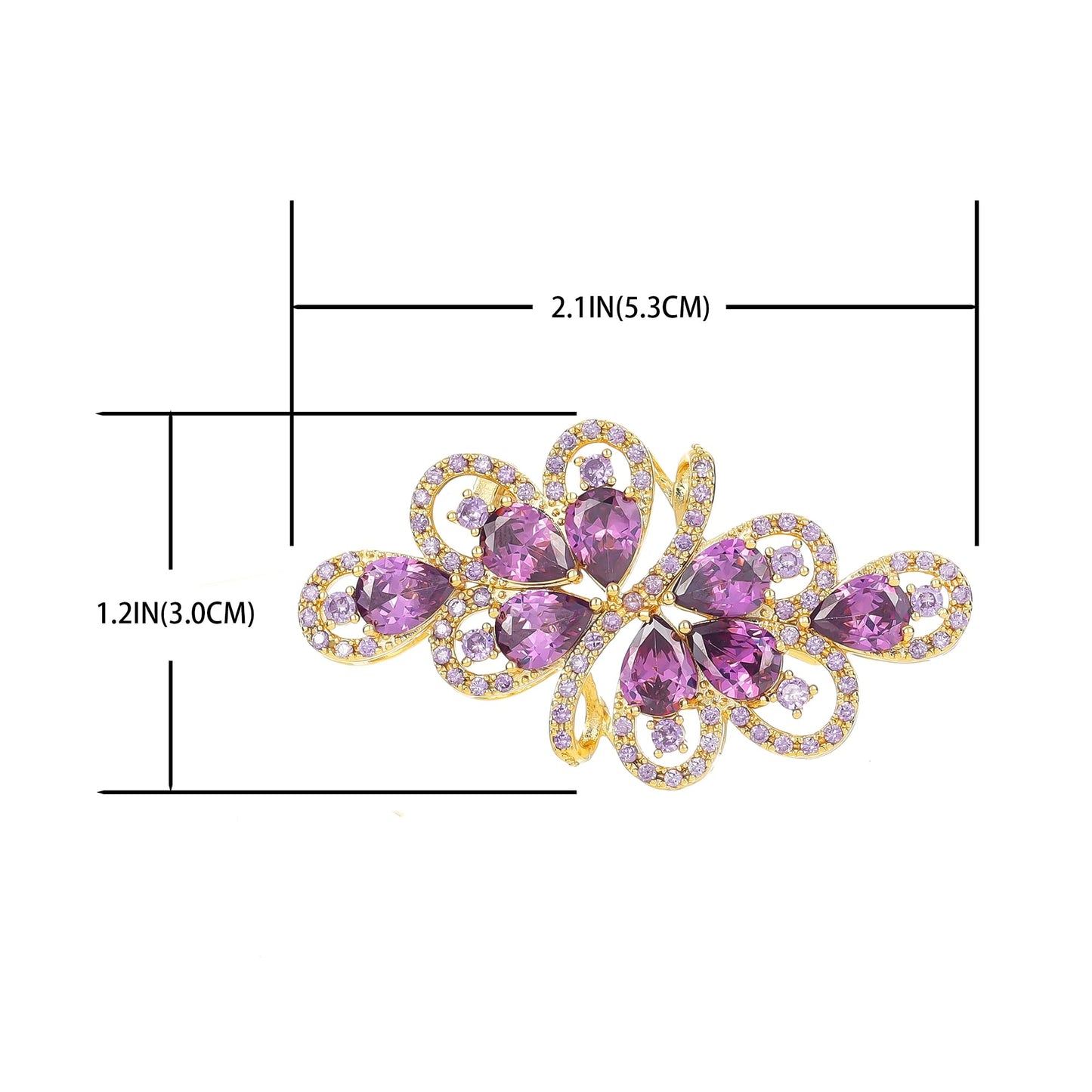 YOQUCOL Vintage Purple Zircon Crystal Rhinestone Bowknot Shape Brooch Pin For Women Golden Tone