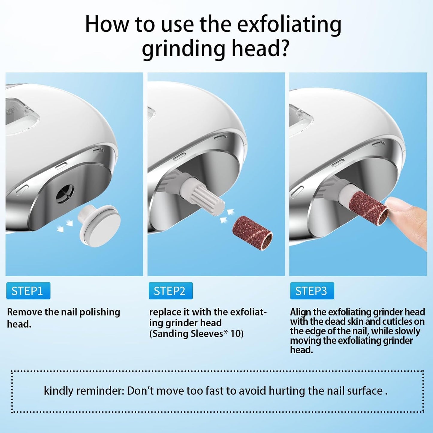 Electric Nail Clipper with LED Light 3 Speeds, Fingernail Cutter and Polisher and Exfoliating 3 in 1 Design, Nail Scraps Storage Rechargeable Safety Fingernail Trimmer