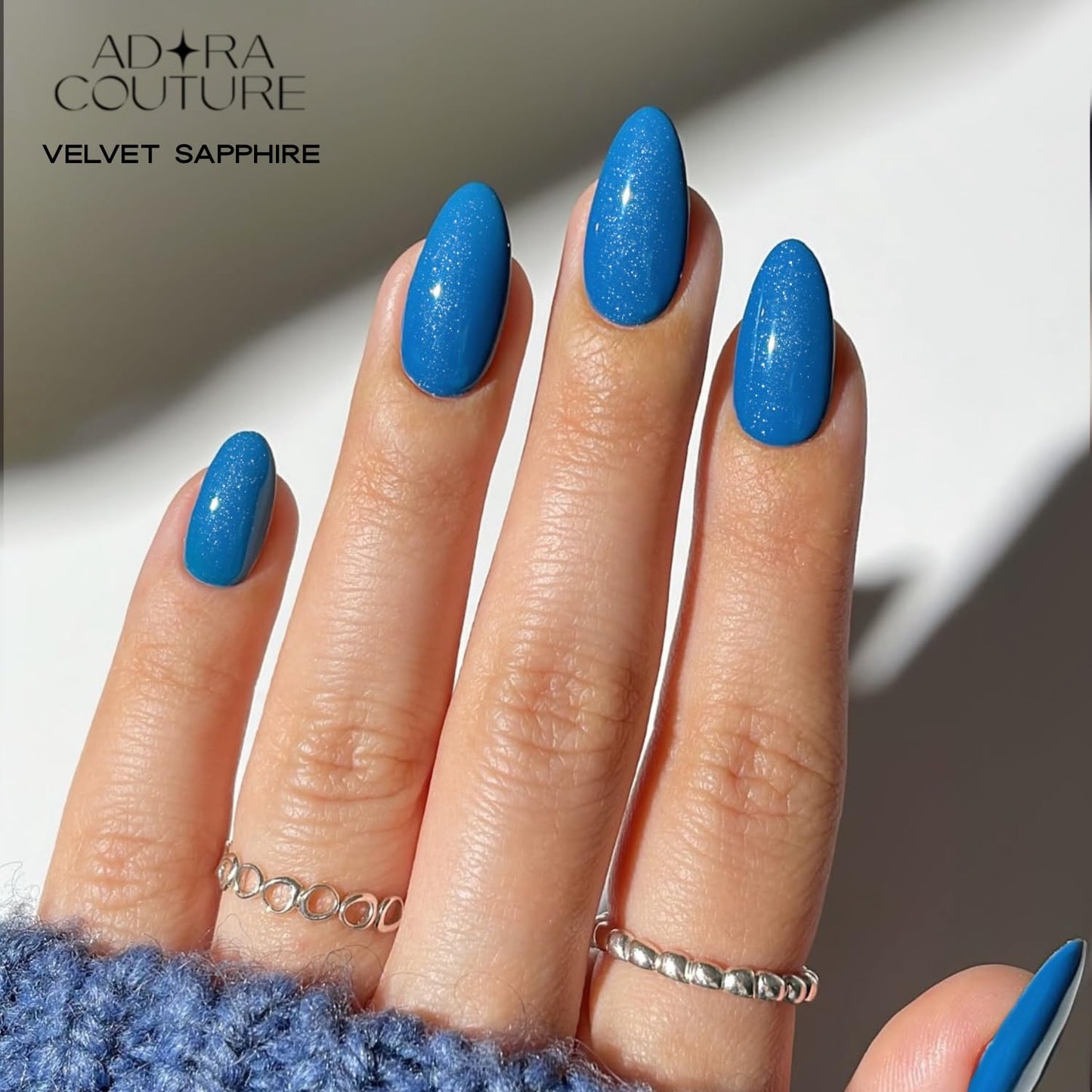 Adora Couture Semi Cured Gel Nail Strips with 20 Pieces - UV Gel Stickers, Manicure Kit, Easy Application Wraps Includes Prep Pads, Nail File, Wooden Stick - UV Light Required (Velvet Sapphire)