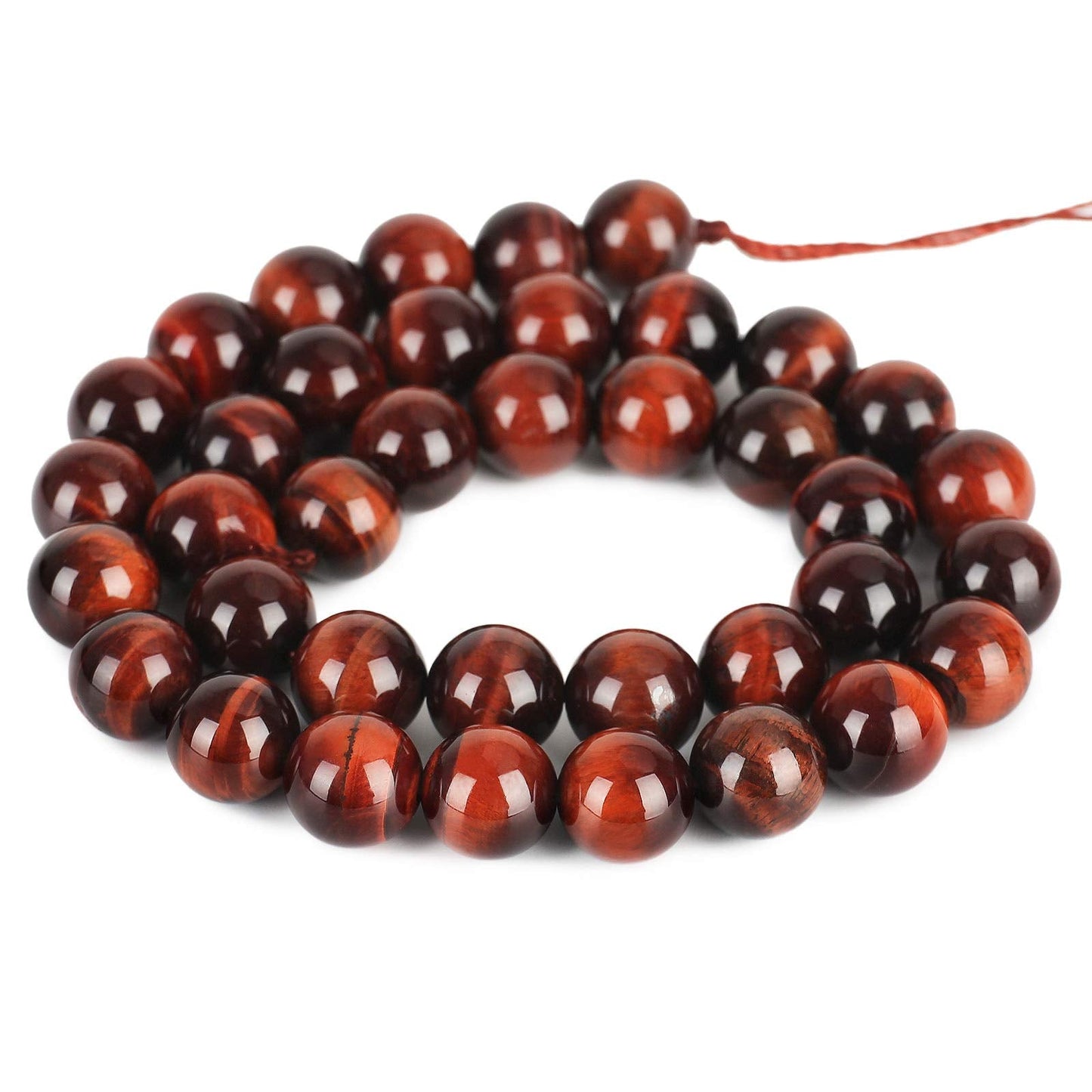 Natural Red Tiger Eye Beads, Grade AAA Gemstone Round Loose Beads 10MM 40PCs Bulk Lot Options, Semi Precious Stone Beads for Jewelry Making