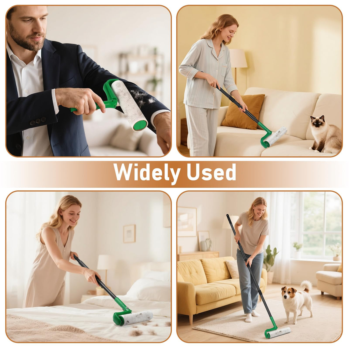 10" Large Lint Roller for Floor Carpet Pet Hair Extra Sticky with 4 Refills (100 Count)