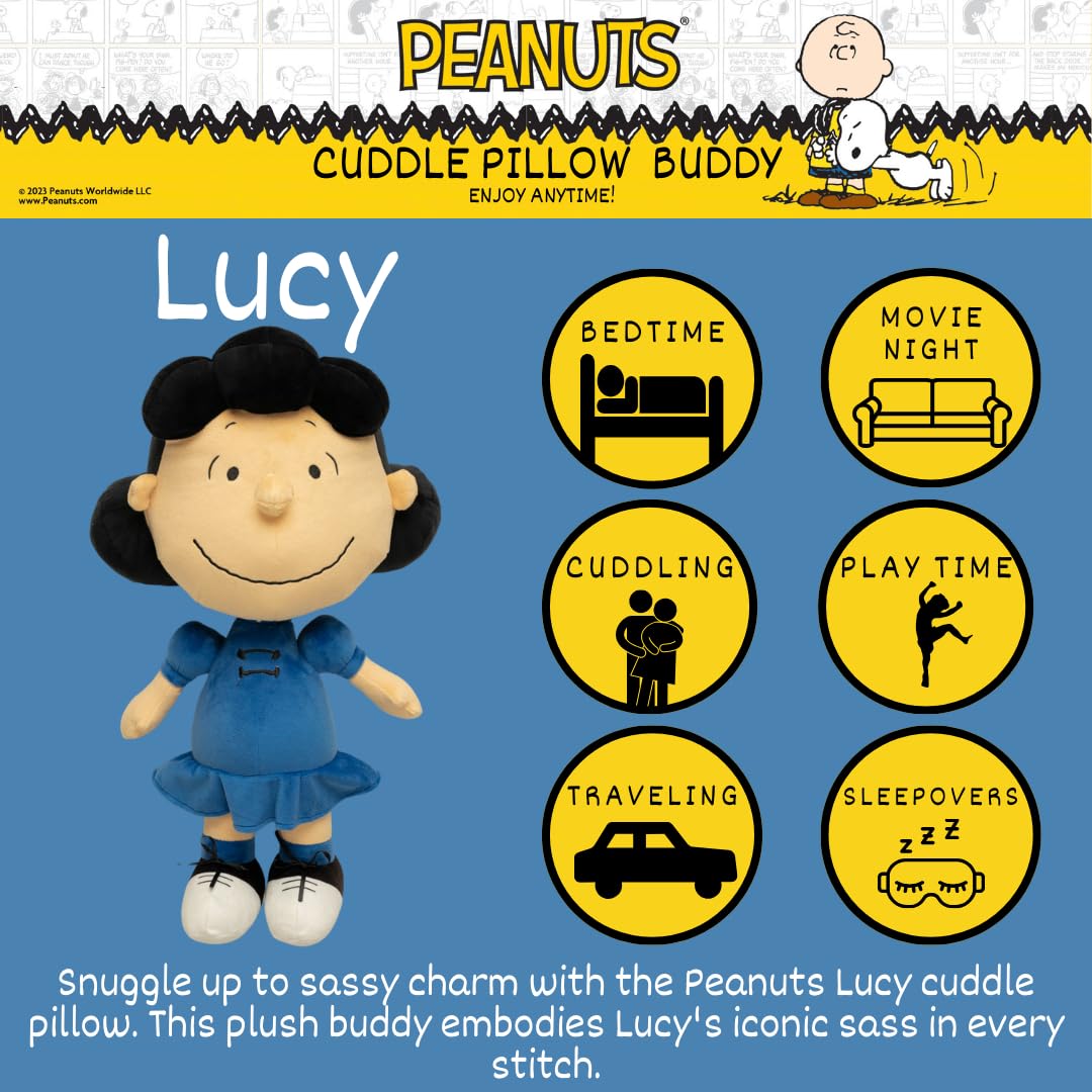 Peanuts Lucy Bedding Super Soft Plush Decorative Throw Cuddle Pillow, (Officially Licensed Product) By Franco Collectibles