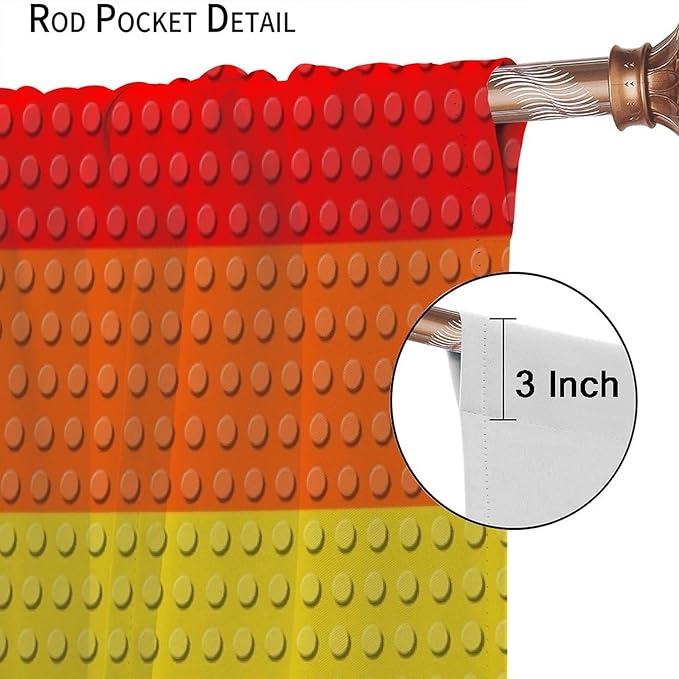 Colorful Building Block Toy Curtain Rod Pocket Children's Nursery Rainbow Contour Plastic Toy Brick Geometric Print Pattern Curtain Boys Girls Bedroom Playroom 2 Panels 55x63in