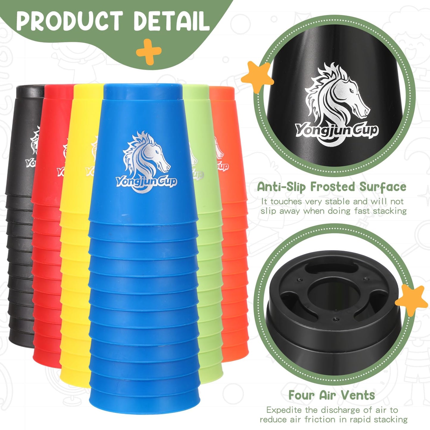 Libima 72 Pcs Sports Stacking Cups Set Stack Cup Party Game Speed Training Game for Adult Family Party Challenge Competition Travel Gift, 6 Colors