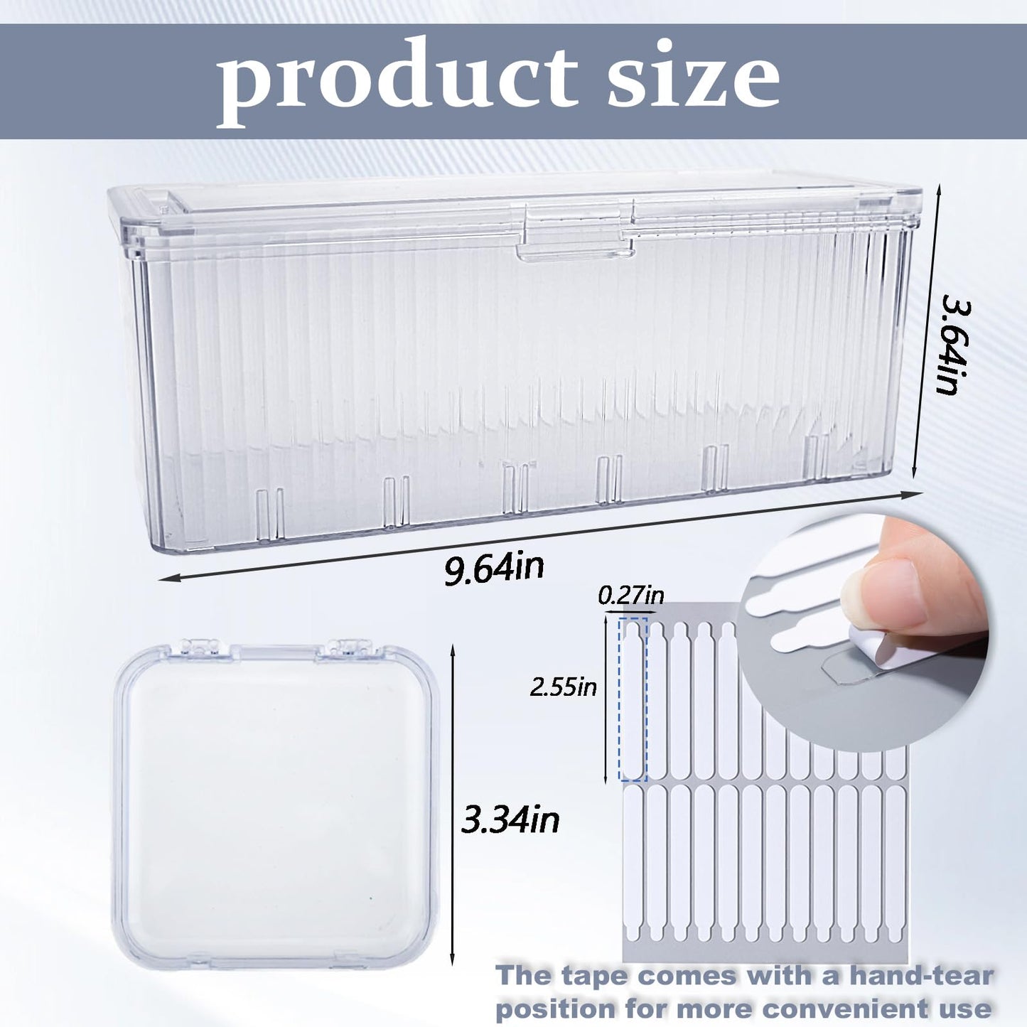 Oskrieel Press on nail storage 12 PCS Acrylic Nail Storage Box - Portable Versatile Organizer for Press - On Nails, Jewelry and More with 60 Pcs Adhesive Double Sided Tape