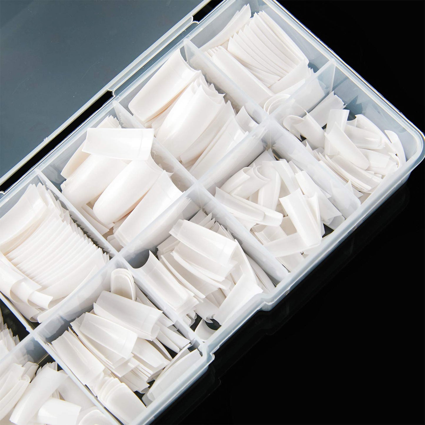 French Acrylic False Nail Tips, 500PCS Fake Nail Shape Artificial False Nails Tips 10 Sizes with Case for Nail Art Salons and Home DIY (White)