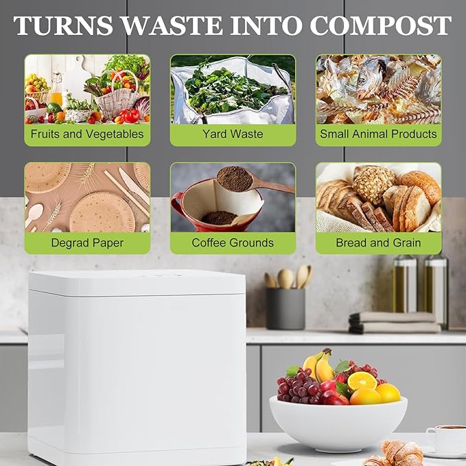 Electric Composter for Kitchen, 3.3L Smart Countertop Compost Bin, Odorless | Low Noise, Indoor Food Recycler Compost Machine,220V