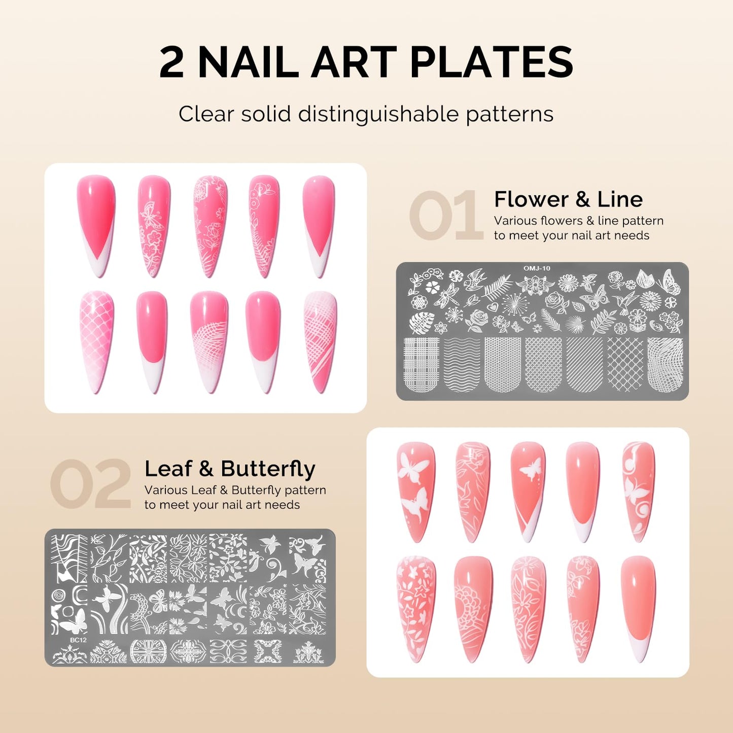 MelodySusie Nail Stamper Kit and 4Pcs Double Sided 100/180 Grit Nail Files