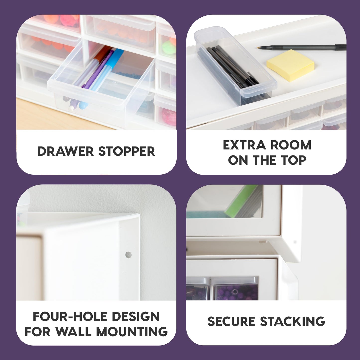 IRIS USA 44-Drawer Small Parts Organizer, Made in USA, Storage Drawers for Beads, Crafts, Building Bricks, Screws, Nuts, Bolts, Electronics, Hardware, Stackable Garage Storage Cabinet, White