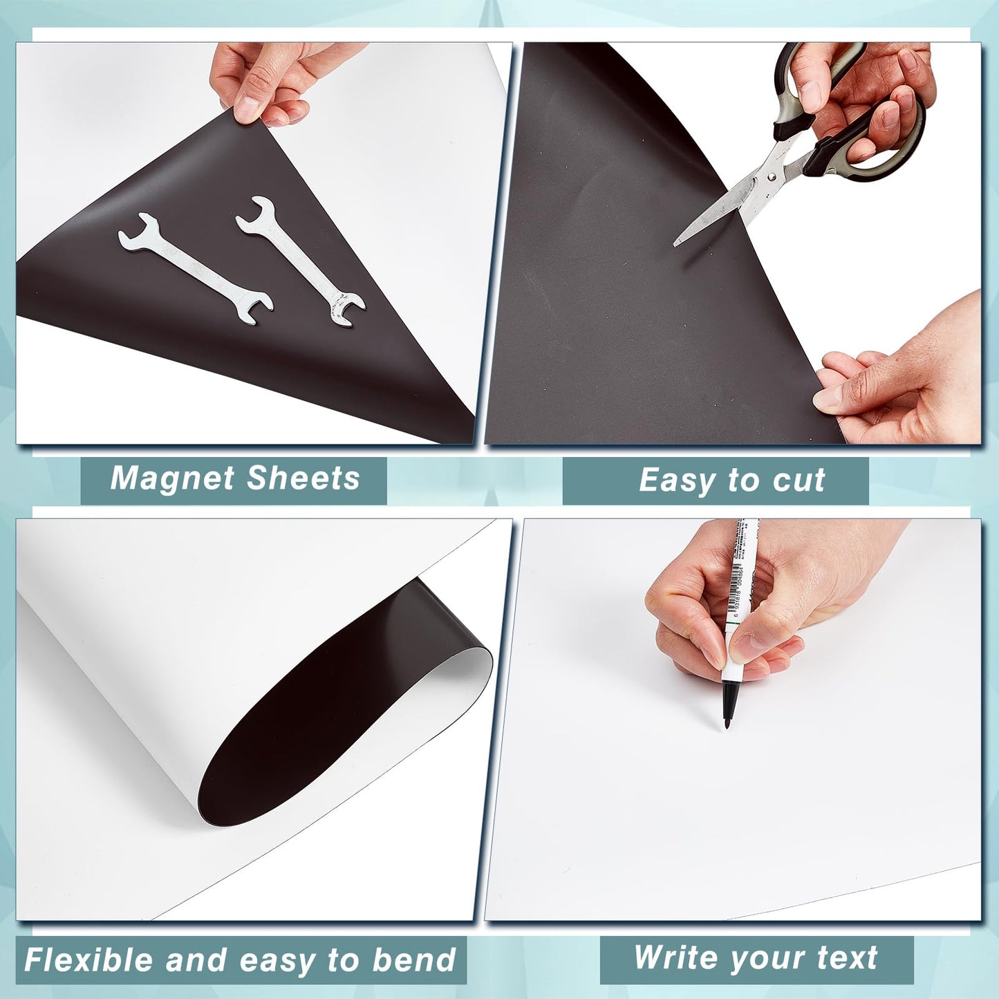 Amylove Blank White Surface Magnet Sheets 24 Inch x 10 Feet, 40 Mil Magnetic Roll Printable Flexible Vinyl Blank Magnetic Sign Sheet Safe for Vehicles DIY Craft Project
