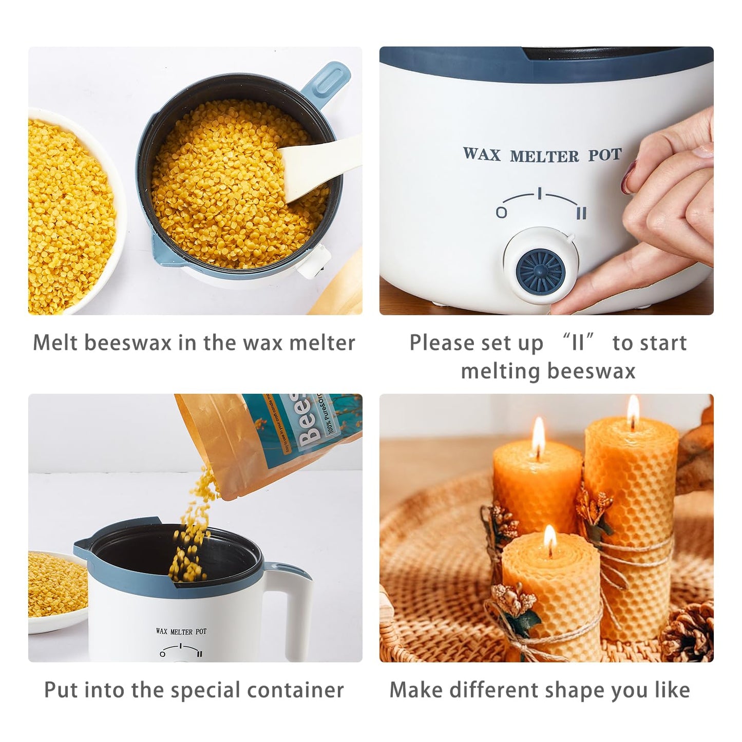 Beeswax Candle Making Kit with Electric Wax Melter for Adult, 5lbs Bees Wax for Candle Making and DIY Art&Craft