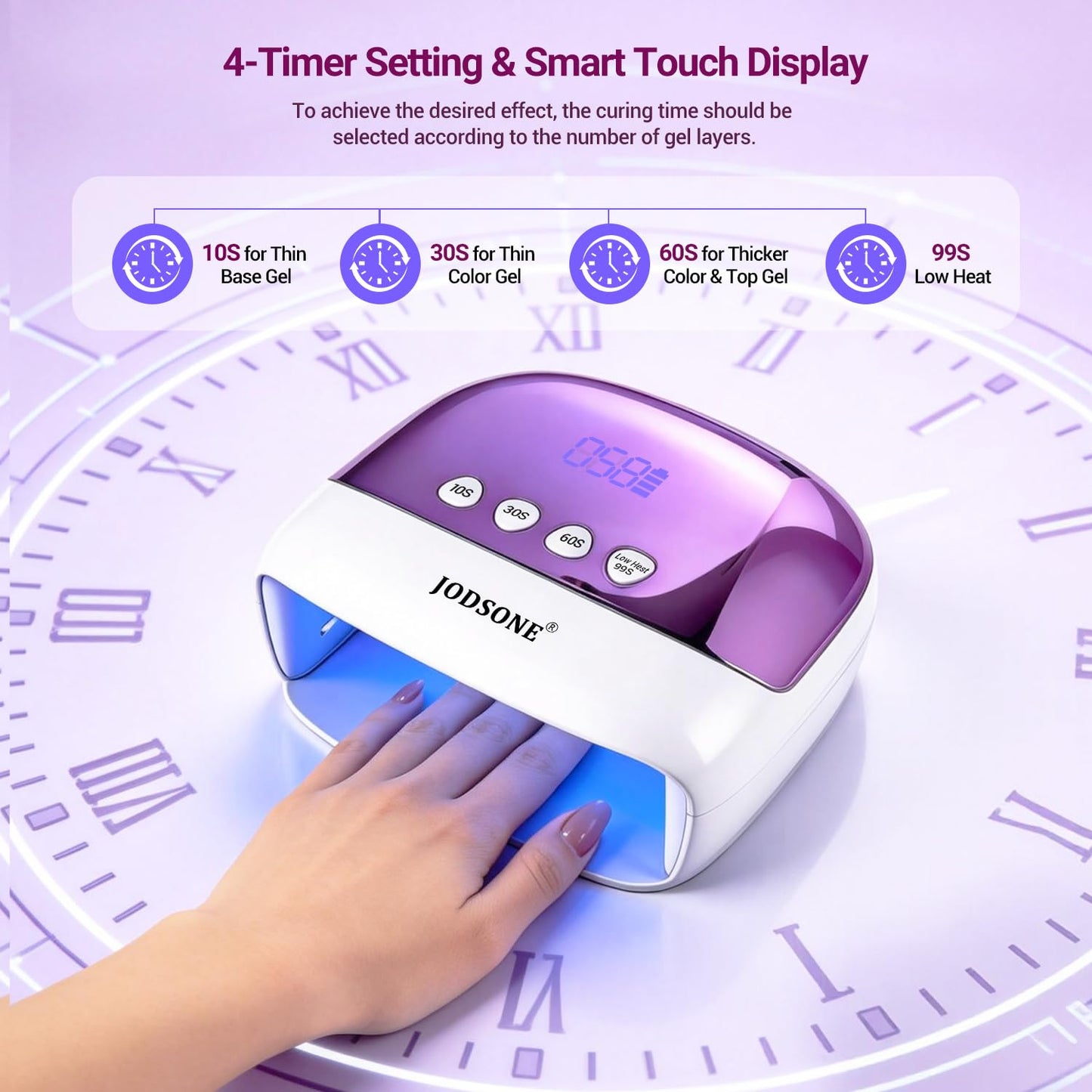 JODSONE Cordless LED Nail Lamp Rechargeable Portable with 4 Timers LCD Display Screen Nail Dryer Cure Light Suitable for Home and Salon﻿