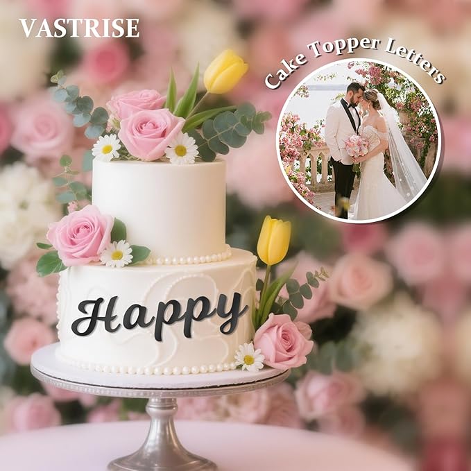 126 PCS Custom Name Cake Topper Acrylic Letters DIY Personalized A-Z & 0-9 Number Alphabet Cake Decoration For Wedding Anniversary Baby Shower Party Birthday Supplies (Black)