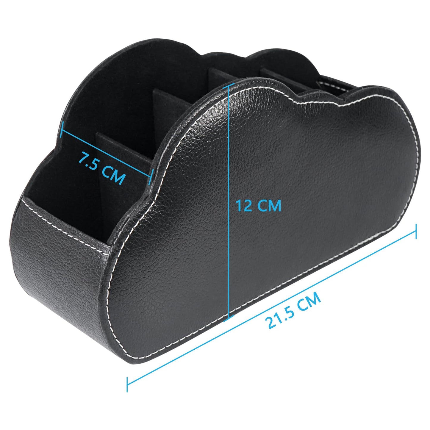DreamsEden PU Leather Desk Organizer, Remote Control Holder Pen Pencil Cup Box Decorative Tabletop Storage Caddy for Home Office Accessories, 5 Slots
