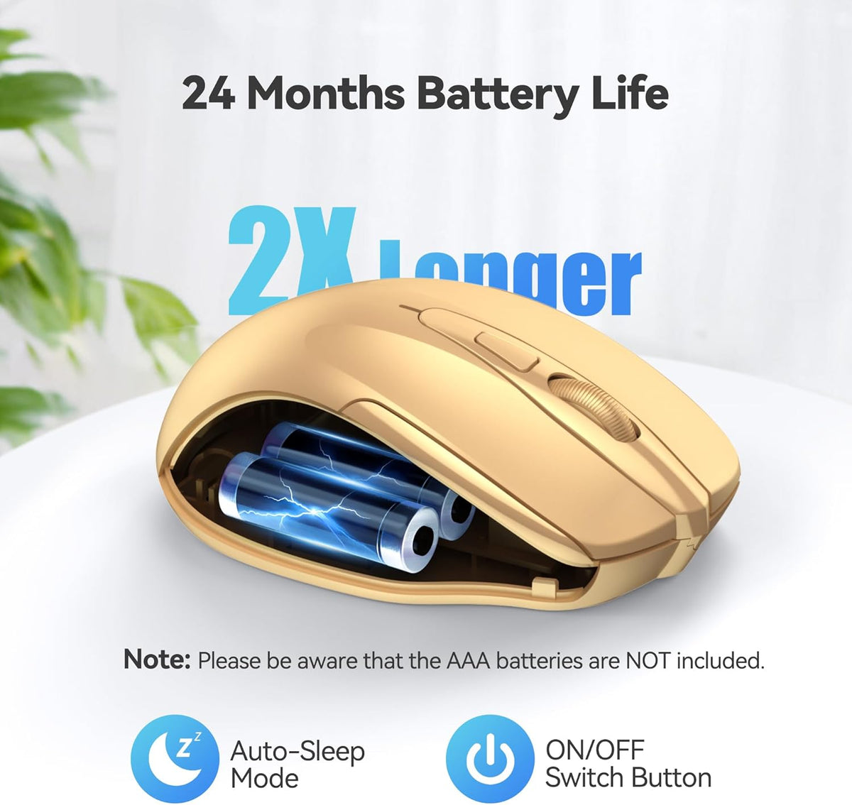 TECKNET Wireless Mouse, 2.4G Ergonomic Optical Mouse, Computer Mouse for Laptop, PC, Computer, Chromebook, Notebook, 6 Buttons, 24 Months Battery Life, 4000 DPI, 6 Adjustment Levels
