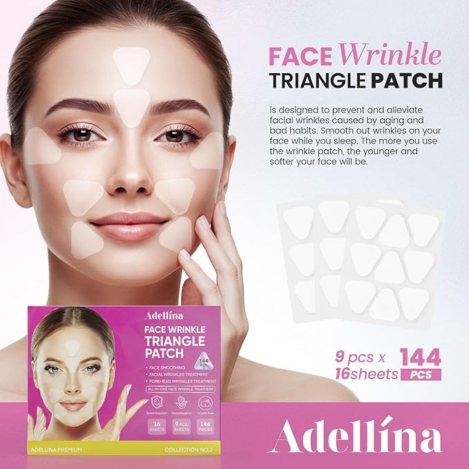 New Anti Facial Wrinkle Patches: Anti Wrinkle Patches Overnight - Smile Line Pathces - Facial Wrinkle Patche for Forehead, Smile Line, Under Eye ((1 Count (Pack of 144))