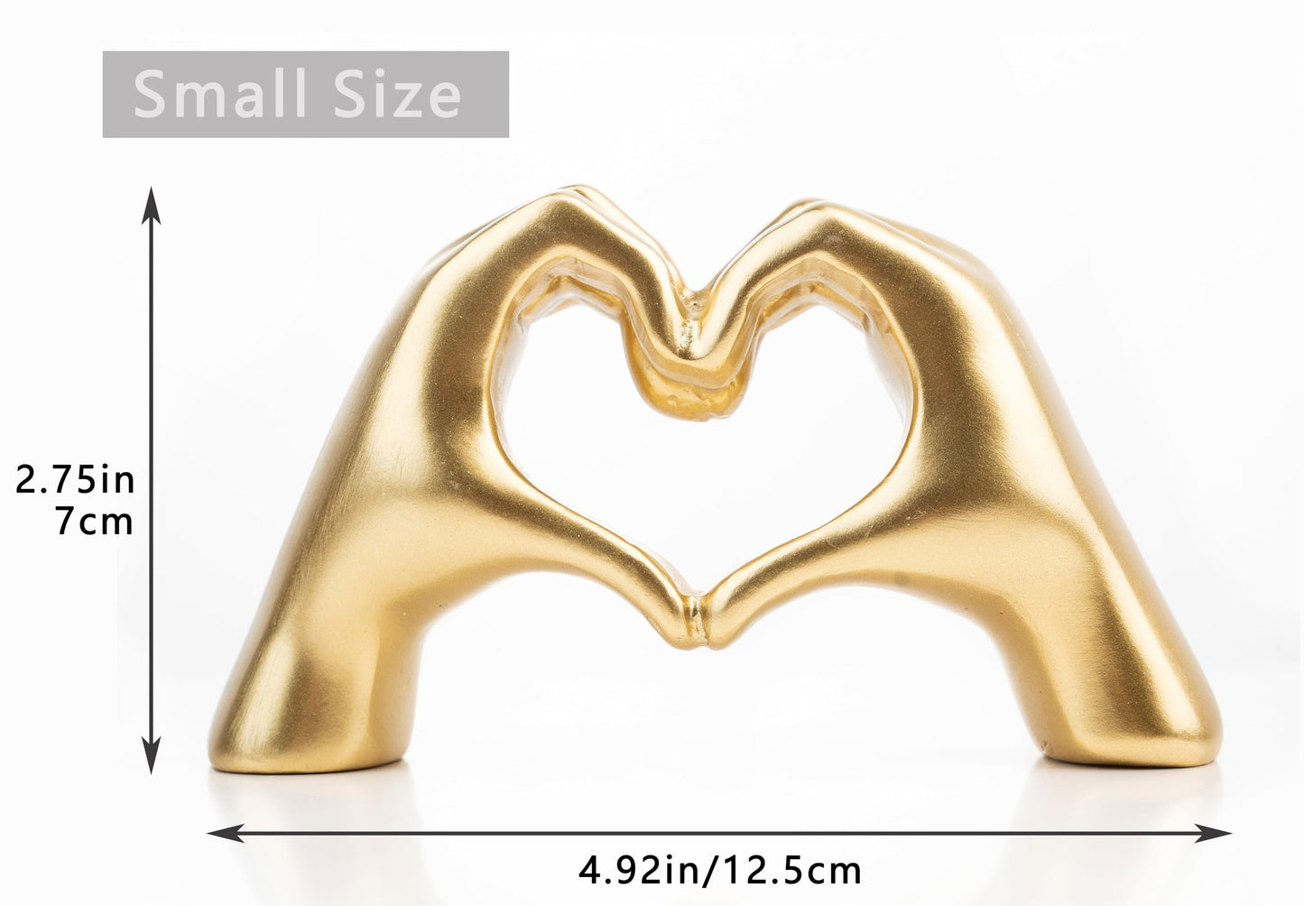 Small Heart Hands Sculpture Decor for Living Room Bedroom Bookshelf Coffe Table and Office Display, Love Finger Statue Modern Aesthetic Home Decor, Unique Gift for Wedding Christmas Birthday (Gold)