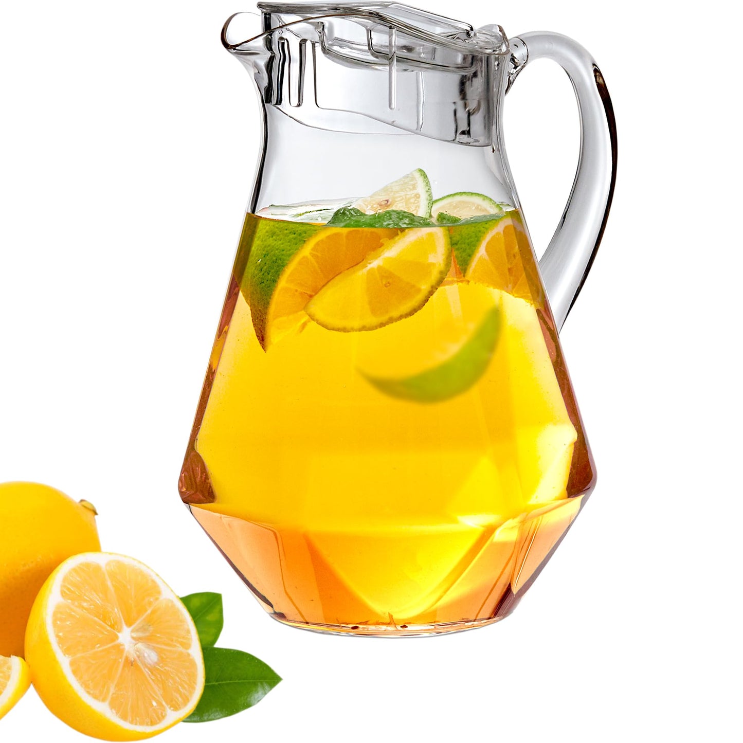 Amazing Abby - Sparkly - Plastic Pitcher (64 oz, 2 Quart), Clear Water Pitcher with Lid, Fridge Jug, BPA-Free, Shatter-Proof, Great for Iced Tea, Sangria, Lemonade, Juice, Milk, and More