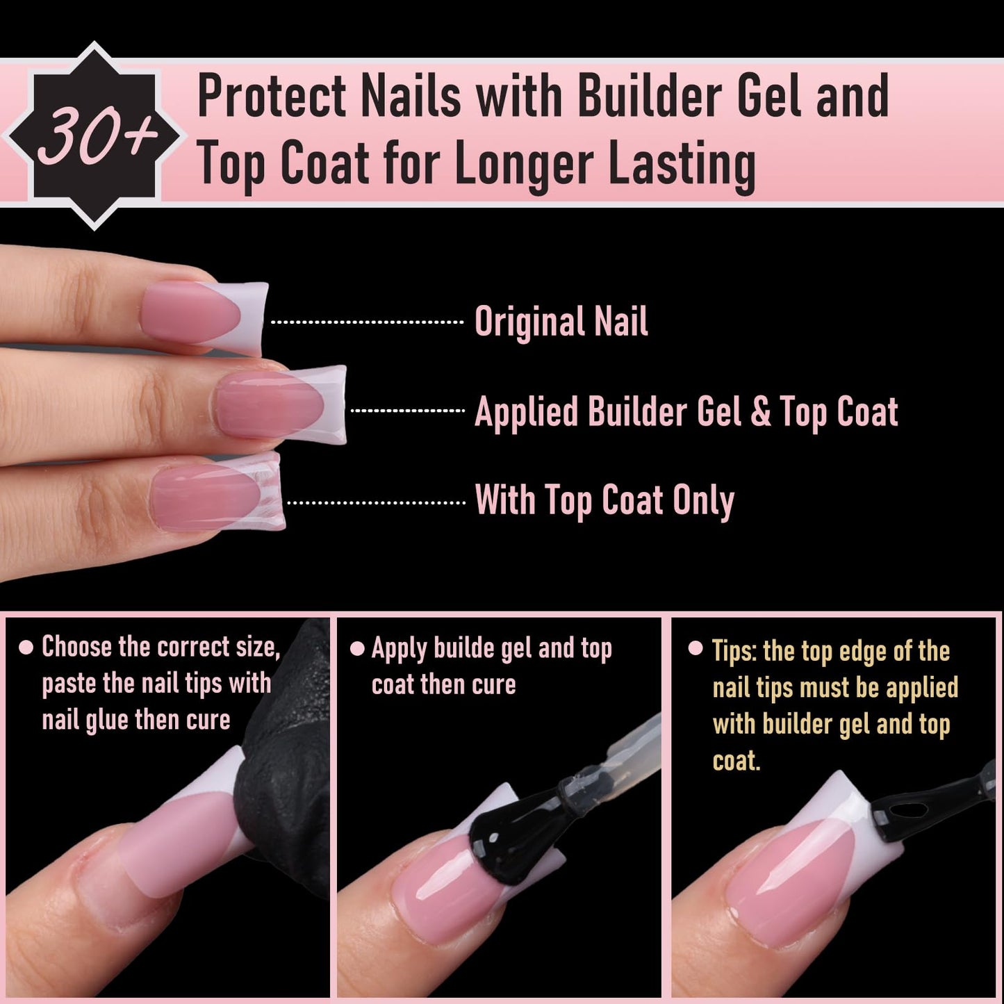 Wellquinn Short Duck Nail Tips French Press on Nails Full Cover Duck Feet Fake Pink Matte False Acrylic Nails for DIY Manicure 12 Sizes 240pcs