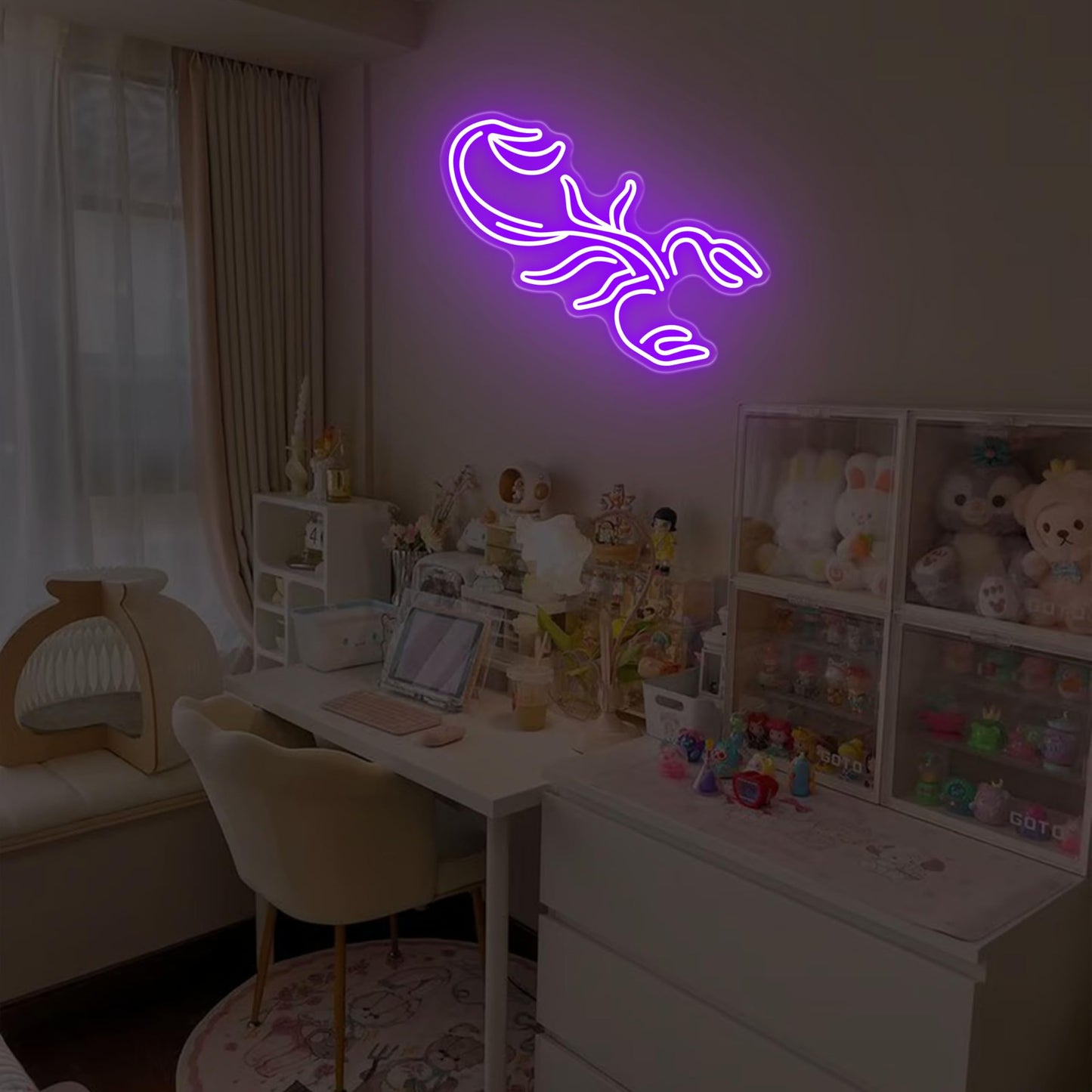 Scorpion LED Neon Sign Wall Art for Bedrooms, Gamer Rooms, Decor for Scorpios, Gift for Astrology Fans, Zodiac LED Sign, Purple Neon, Dimmable Neon Light, USB Powered Neon