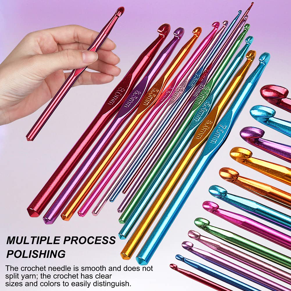 Katech Crochet Hooks Kit with Case, 85-Piece Crochet Hooks Set, Ergonomic Crochet Hook Crochet Needles Weave Yarn Kits DIY Hand Knitting Art Tools for Beginners and Experienced Lovers