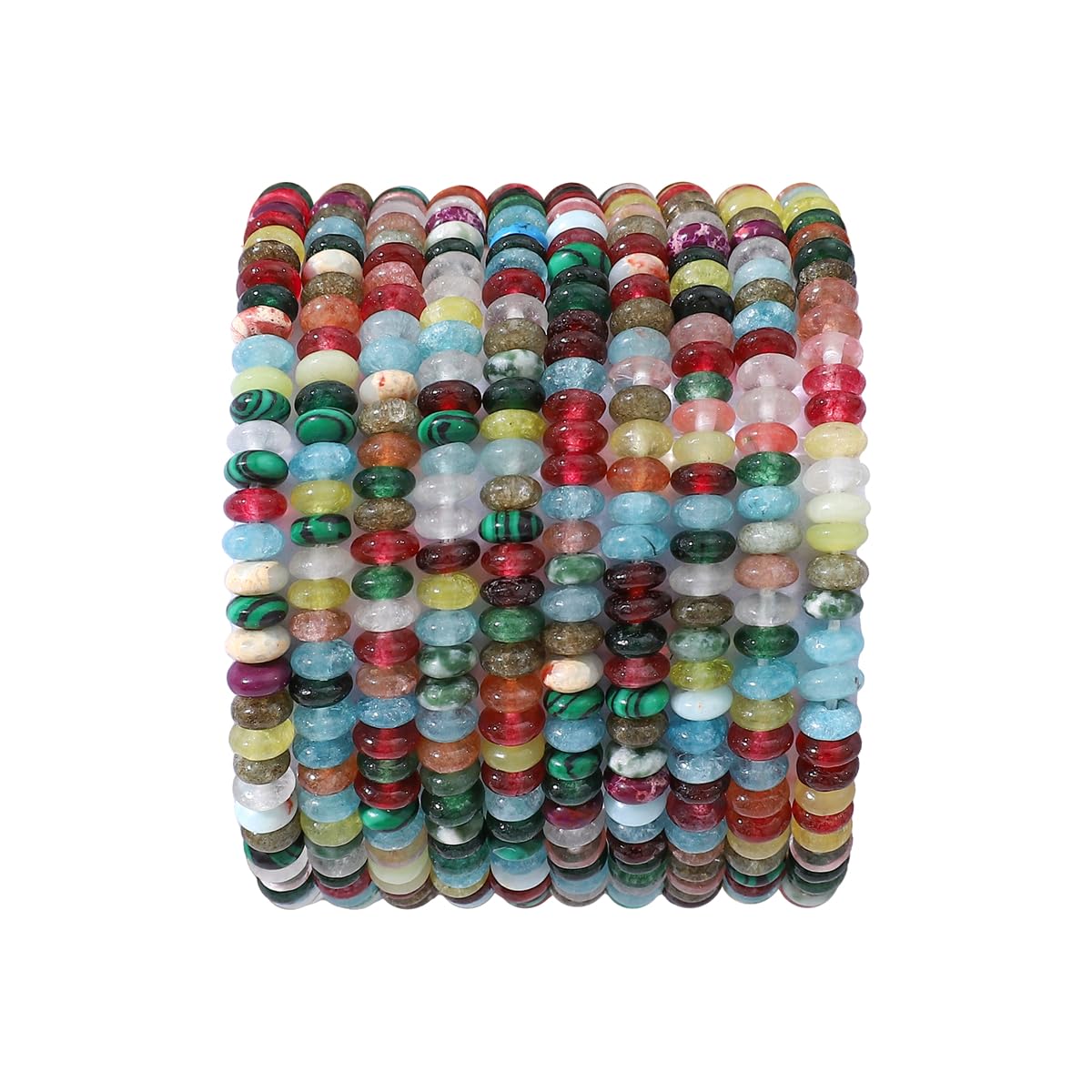 BEADIA Natural Mix Colored Disk Stone Beads 4x2mm 160pcs Rondelle Loose Semi Gemstone Beads for Jewelry Making Design