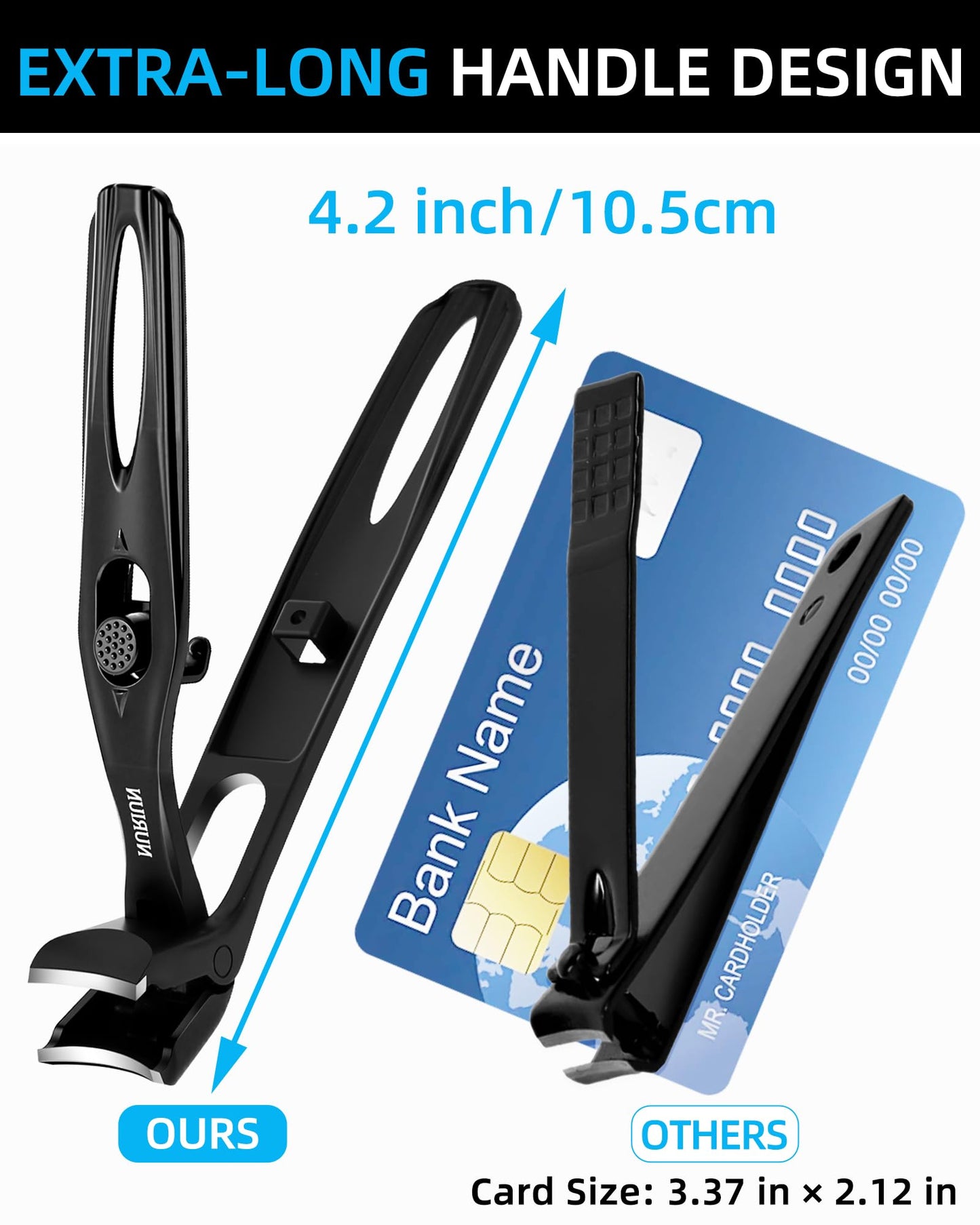 Long Handled Toenail Clippers for Seniors Thick Toenails, Angled Head Large Nail Clippers for Men, Heavy Duty Professional Toe Nail Clippers for Thick Nails