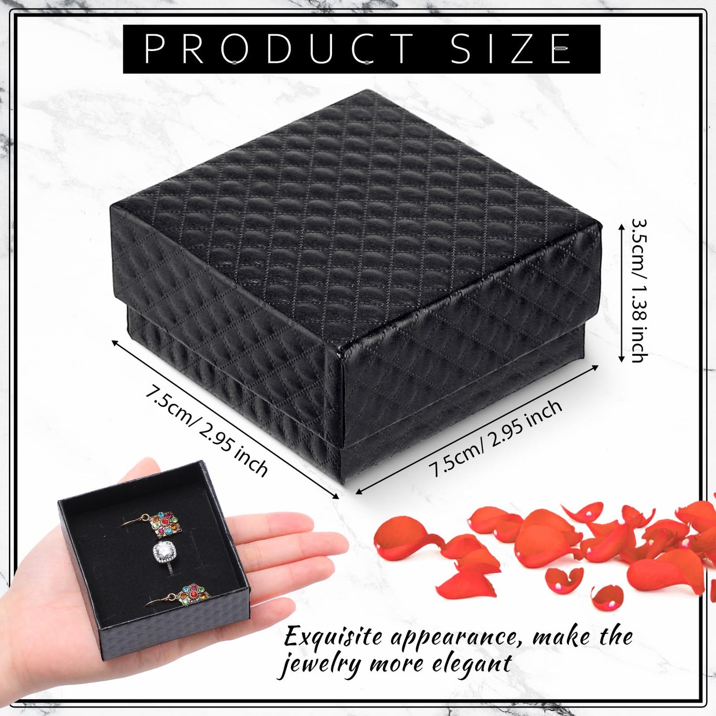 Sasylvia 48pcs Jewelry Gift Boxes Small Jewelry Boxes 3 x 3 x 1.4'' Festival Present Boxes for Bracelet Earrings(Black)