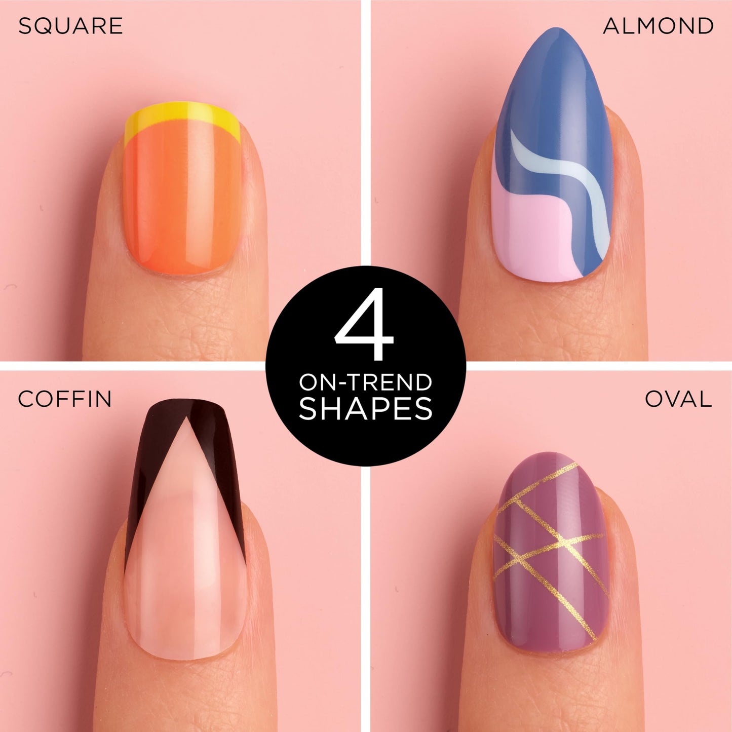 Sally Hansen Salon Effects® Perfect Manicure, Buff & Tumble, Press On Nails, Oval Shaped, Non-Damaging Adhesive Tabs, File, and Alcohol Pad Included (Pack of 2)