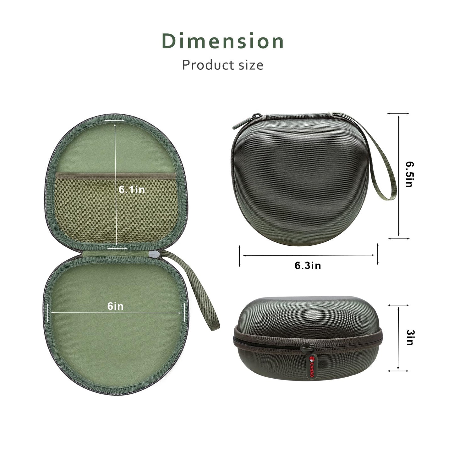 Headphone Headset Case for JLab JBuds Lux ANC/JLab Go Lux ANC/TOZO HT3/Beats/JBL/BERIBES/Picun/KVIDIO Noise Cancelling Over-Ear Foldable Headphone, Dark Green