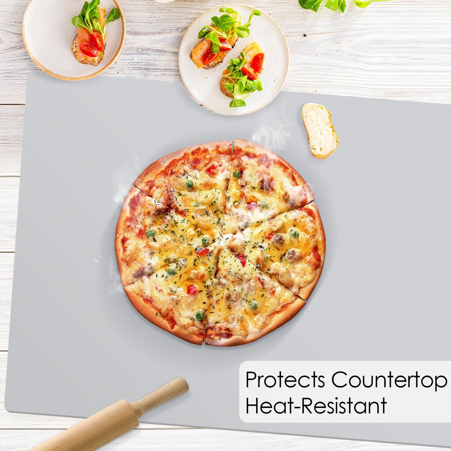 Extra Large Silicone Mat, 31.5x23.6 Inch Heat Resistant Mat for Kitchen Counter, Non-Stick Silicone Baking Mat for Dough and Pastry, Thick Silicone Pad Countertop Protector, Gray