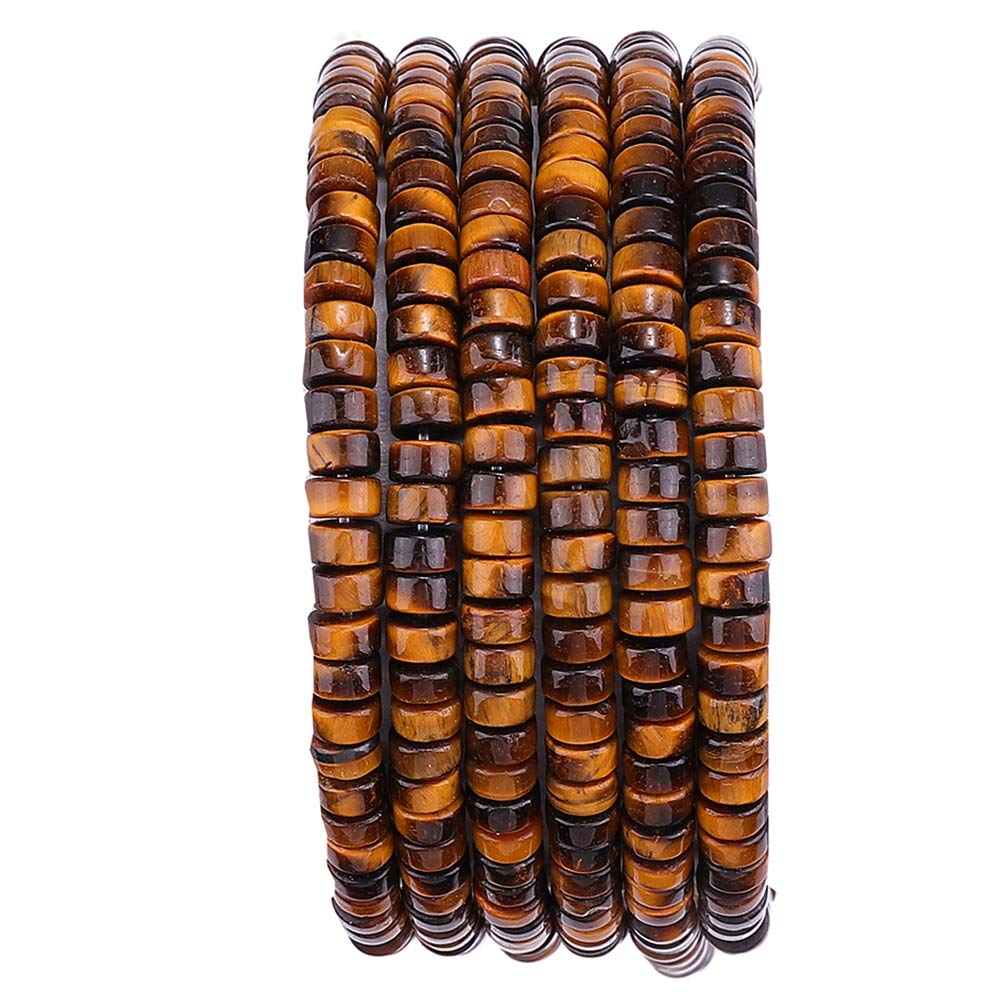 BEADIA Natural Yellow Tiger Eye Spacer Beads Caps Loose Semi Gemstone for Beading Jewelry Making 4mmx2mm 38cm