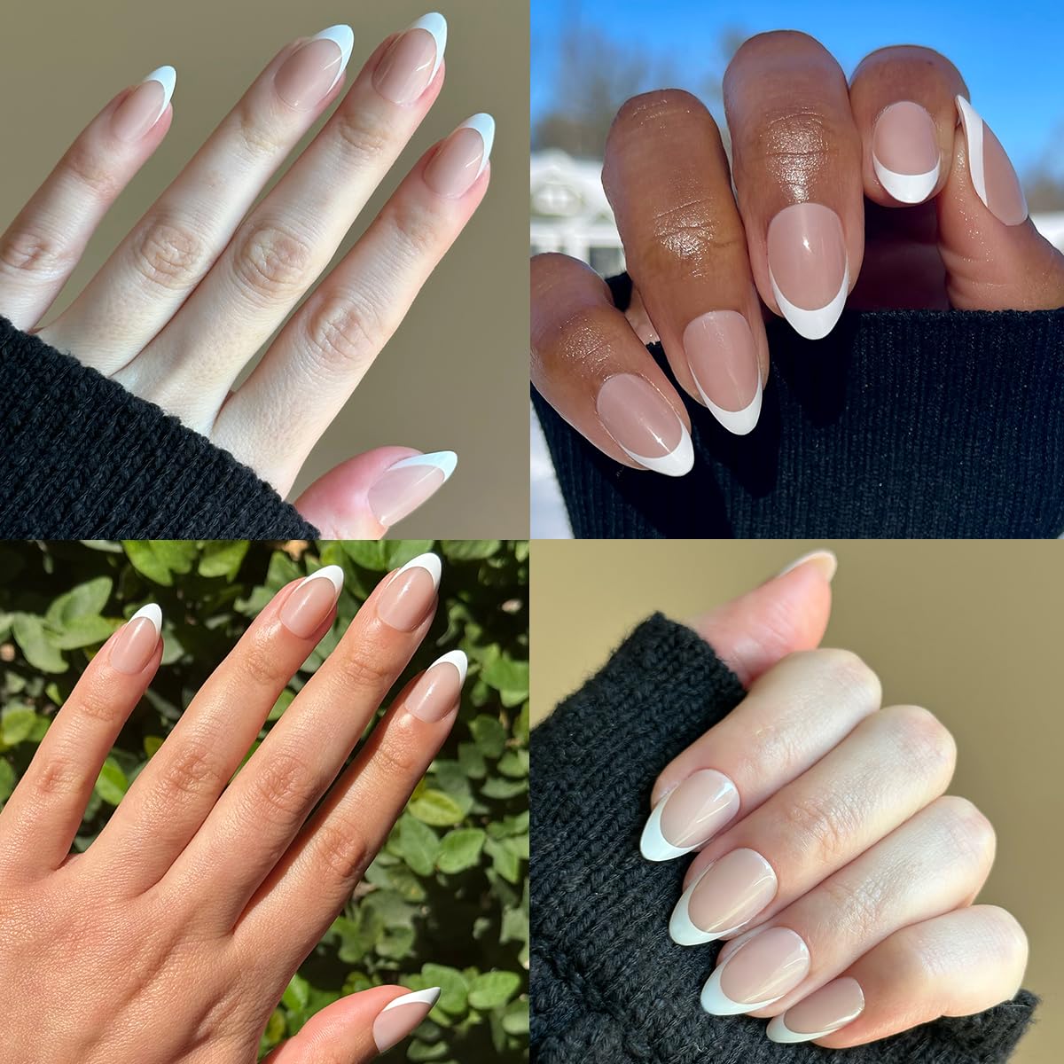 Olive & June Instant Mani Press-On Nails (Glue) | 42 Fake Nails, 21 Sizes | Non-Toxic, Long-Lasting Recycled Materials Realistic Look | Salon-Quality at Home | Medium, Almond | Iconic French