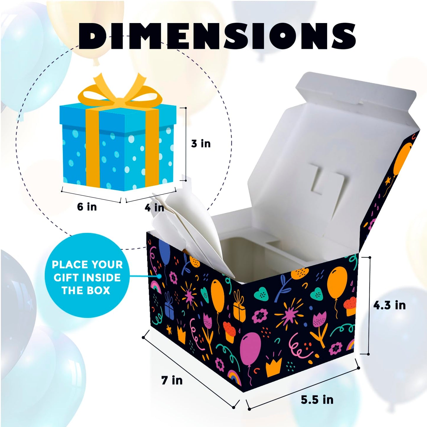 FETTIPOP Gift Box DIY, Gift Box Exploding Confetti (Rainbow Flowers) 7.1x5.5x4.3 inches, Birthday, Party, Father’s and Mother’s Day, Graduations, Anniversaries, Holidays, Any Occasion