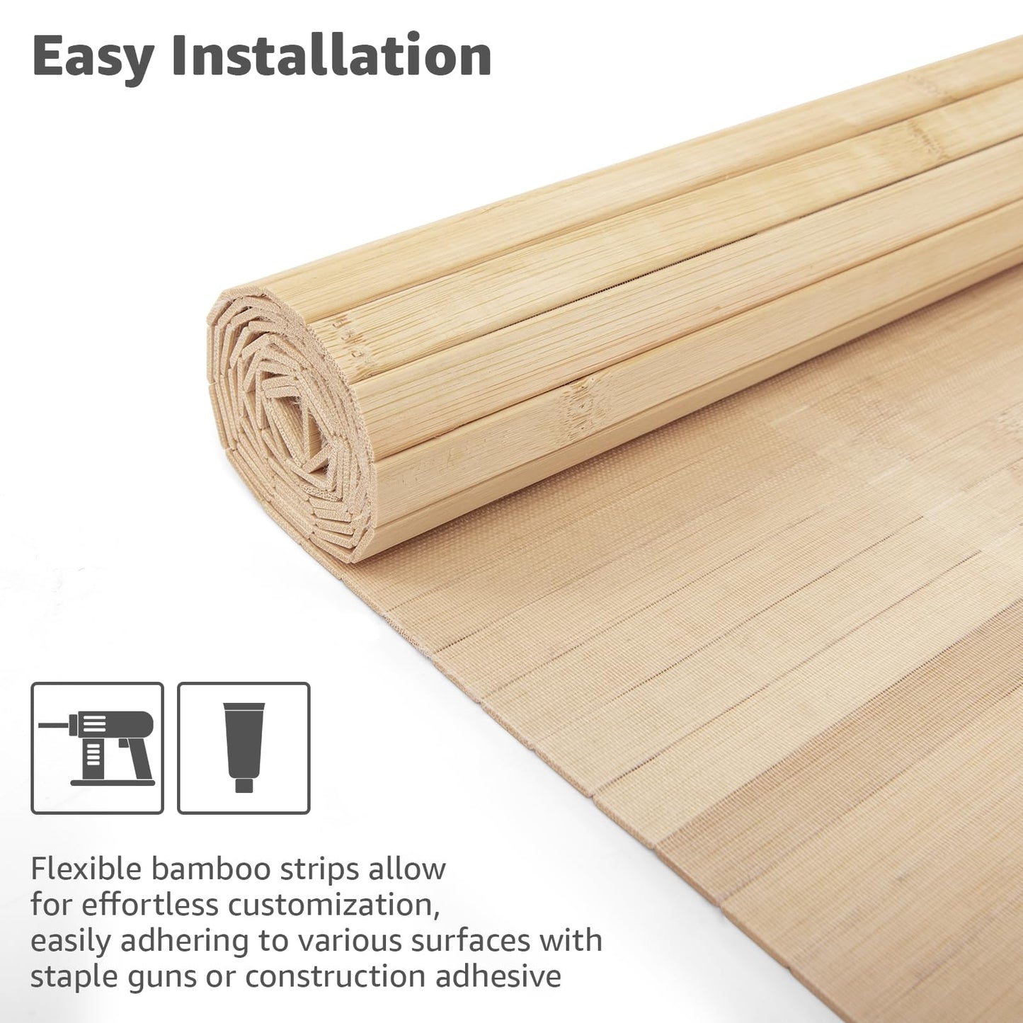 Art3d Natural Bamboo Wall Panel for Interior Wall Decor, Renewable Pole Wrap Wainscoting Paneling for Wall Ceiling Furniture Cabinet Office, 12 x 96 Inch - Carbonized, 1-Pack
