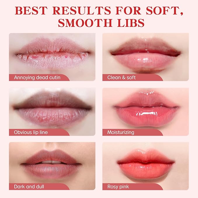 Lip Mask &Sugar Lip Scrub Set Natural Lip Treatment Duo - 4 IN 1 Lip Sleep Mask Gift Set for Exfoliate,Nourish Soothe & Hydrate Dry and Flaky Lips-Lip Mask Overnight for Lip Care-Strawberry