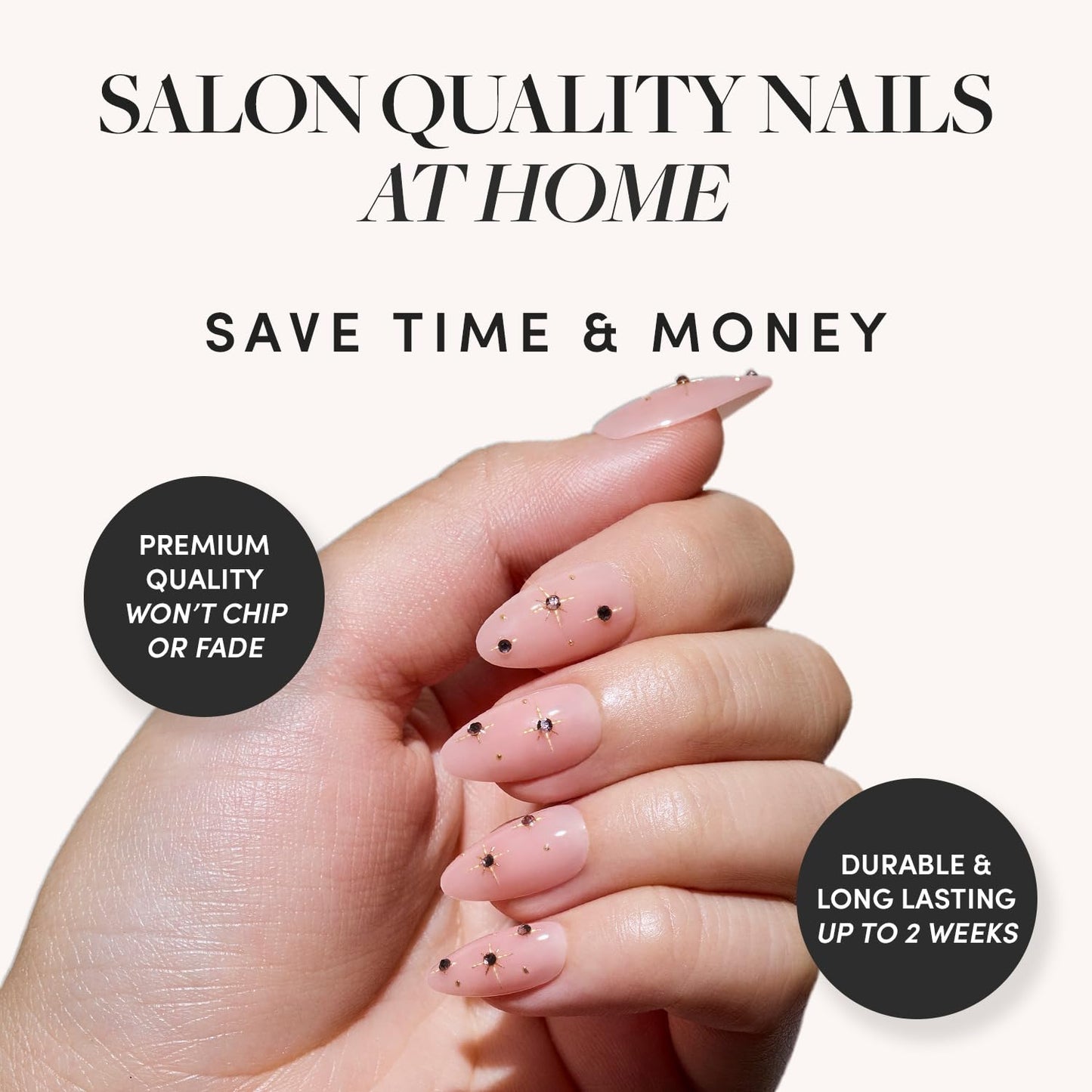Glamnetic Press-On Nails Bundle - Snow Bunny & Pink Comet | Pale Blue Short Almond Fake Nails with French Tips & 3D Snowflake Designs | Pale Pink Short Almond Fake Nails with 3D Gems | Durable, Salon-